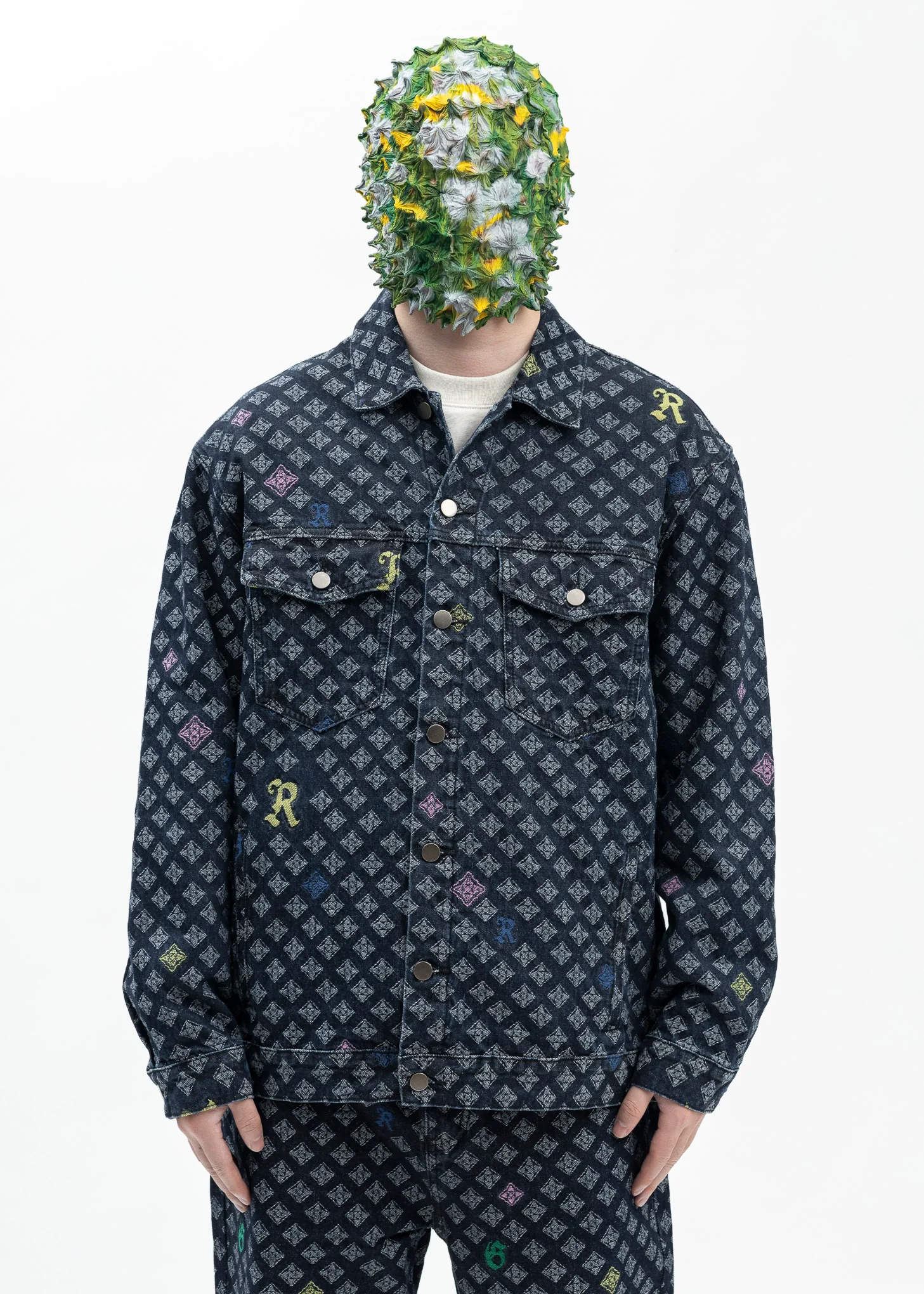 BLUE MULTI LOGO DENIM JACKET