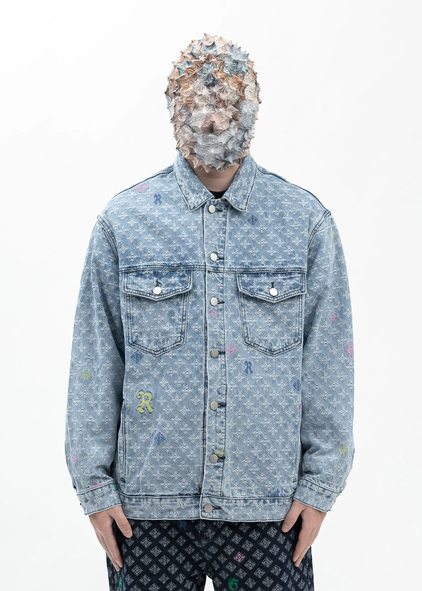 WASHED BLUE MULTI LOGO DENIM JACKET