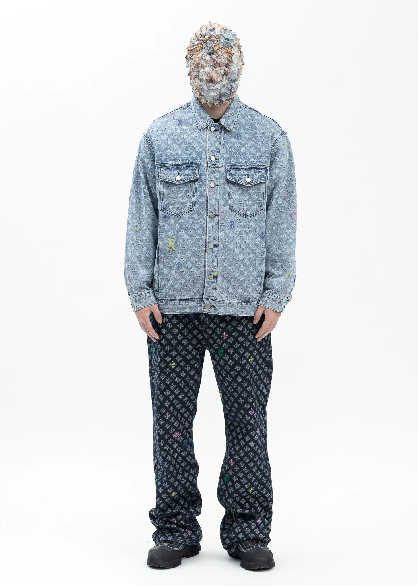 WASHED BLUE MULTI LOGO DENIM JACKET - Image 5