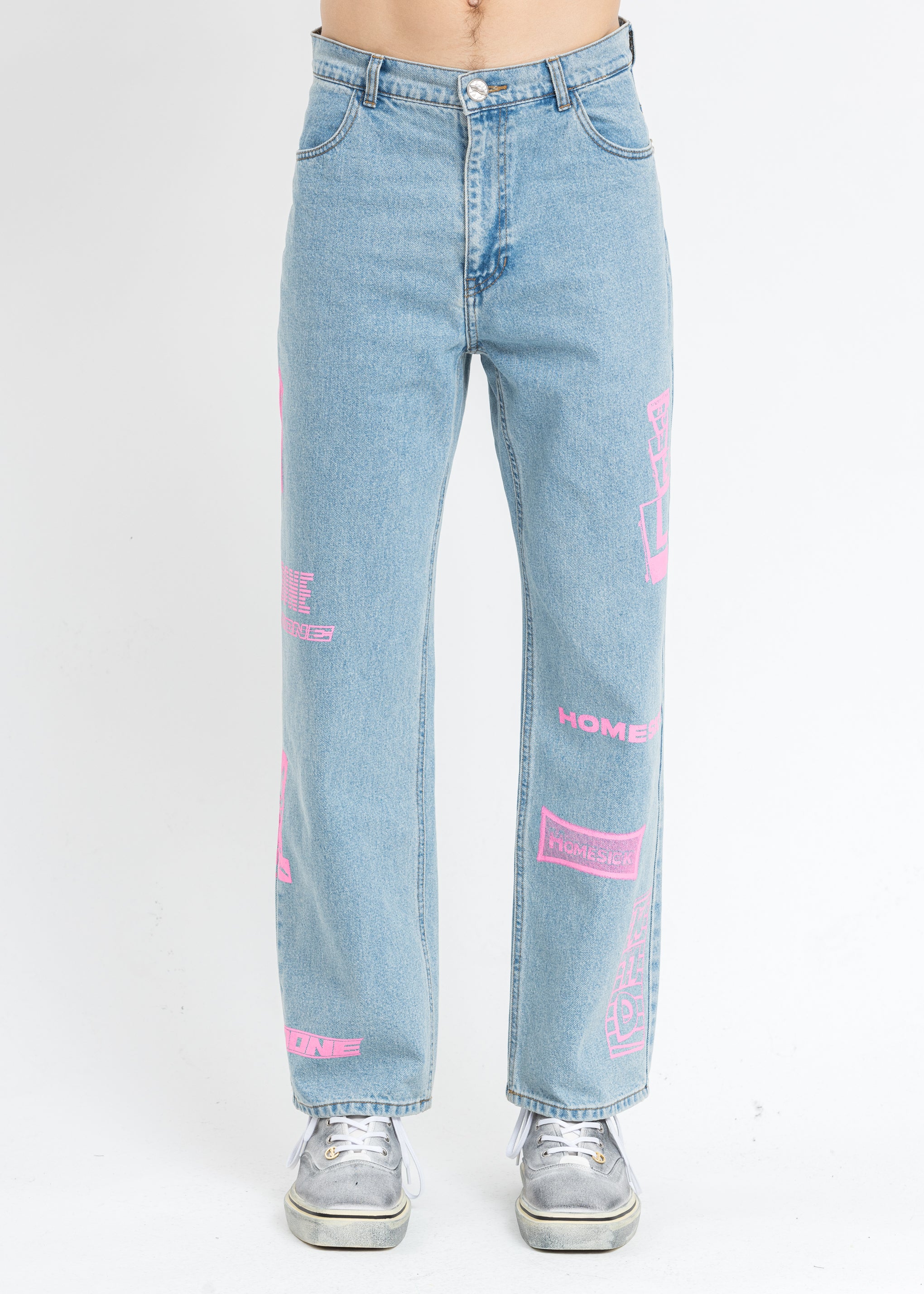 Blue Neon Logo Denim Pants