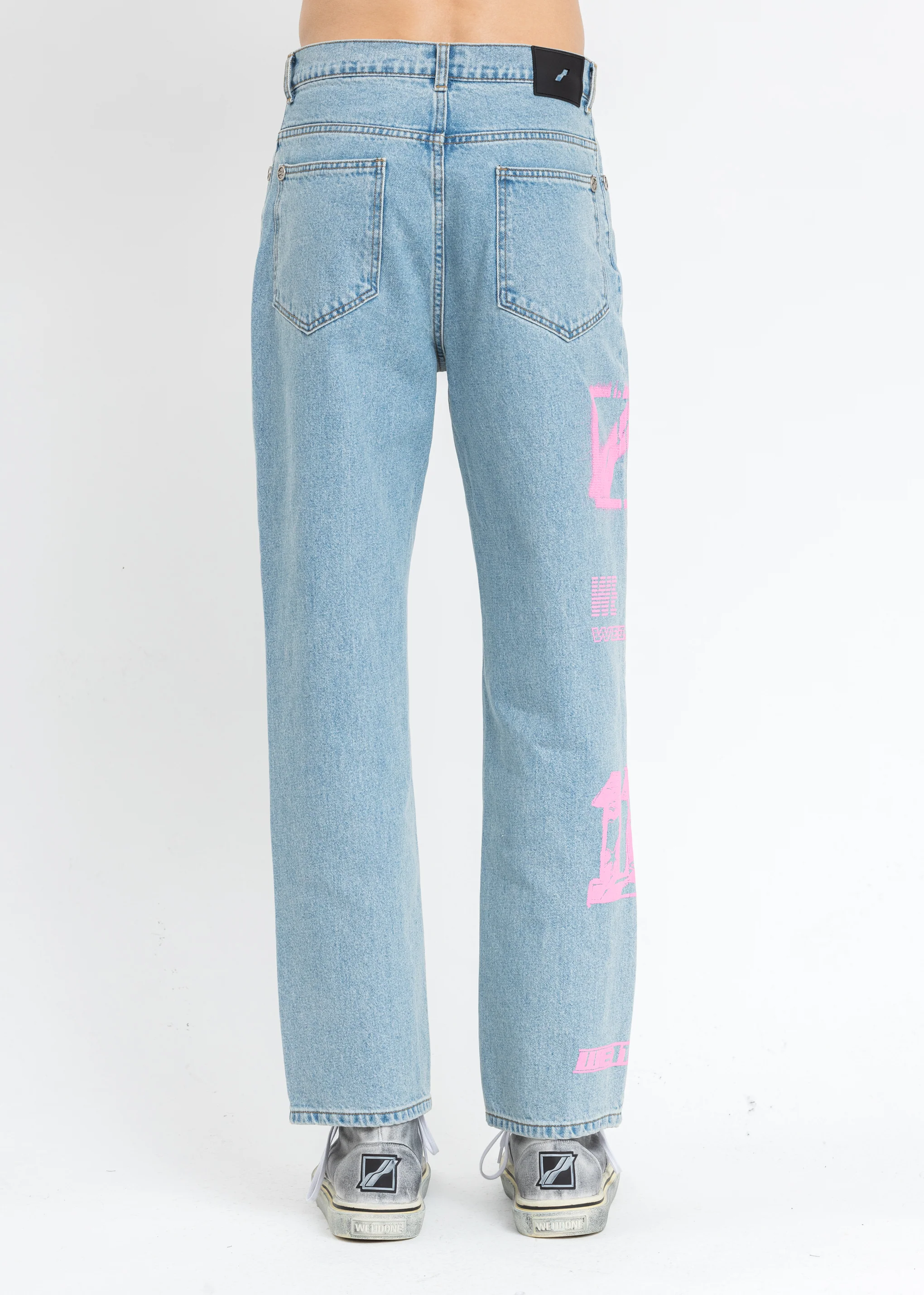 Blue Neon Logo Denim Pants - Image 5