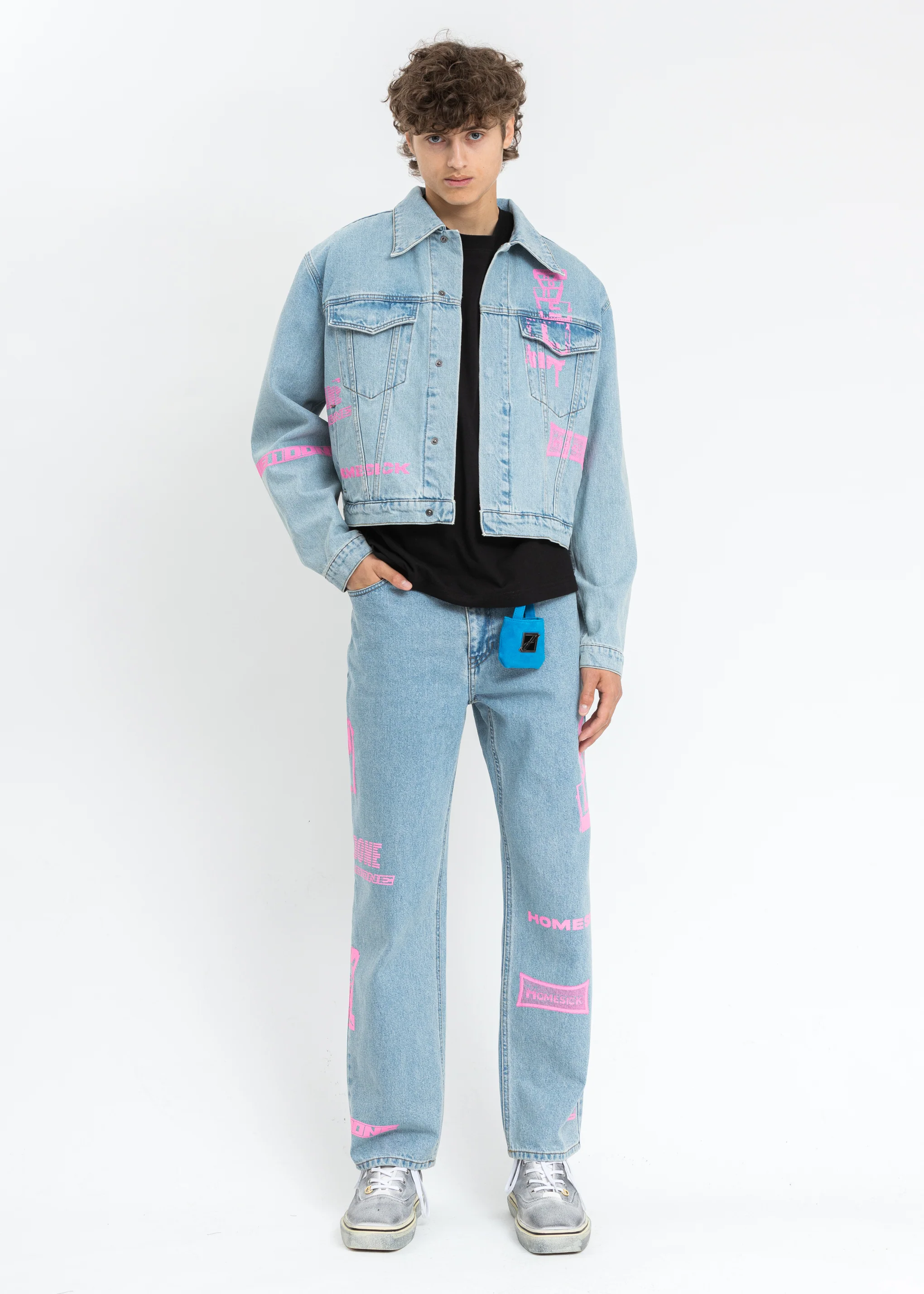 Blue Neon Logo Denim Pants - Image 6
