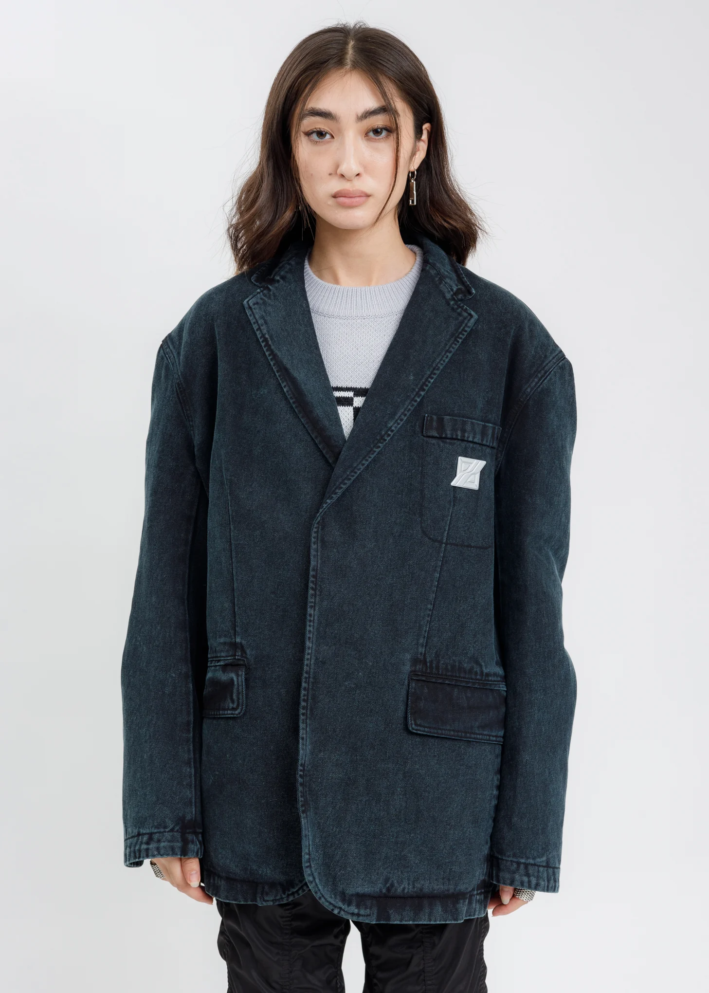 Blue Over Sized Denim Blazer