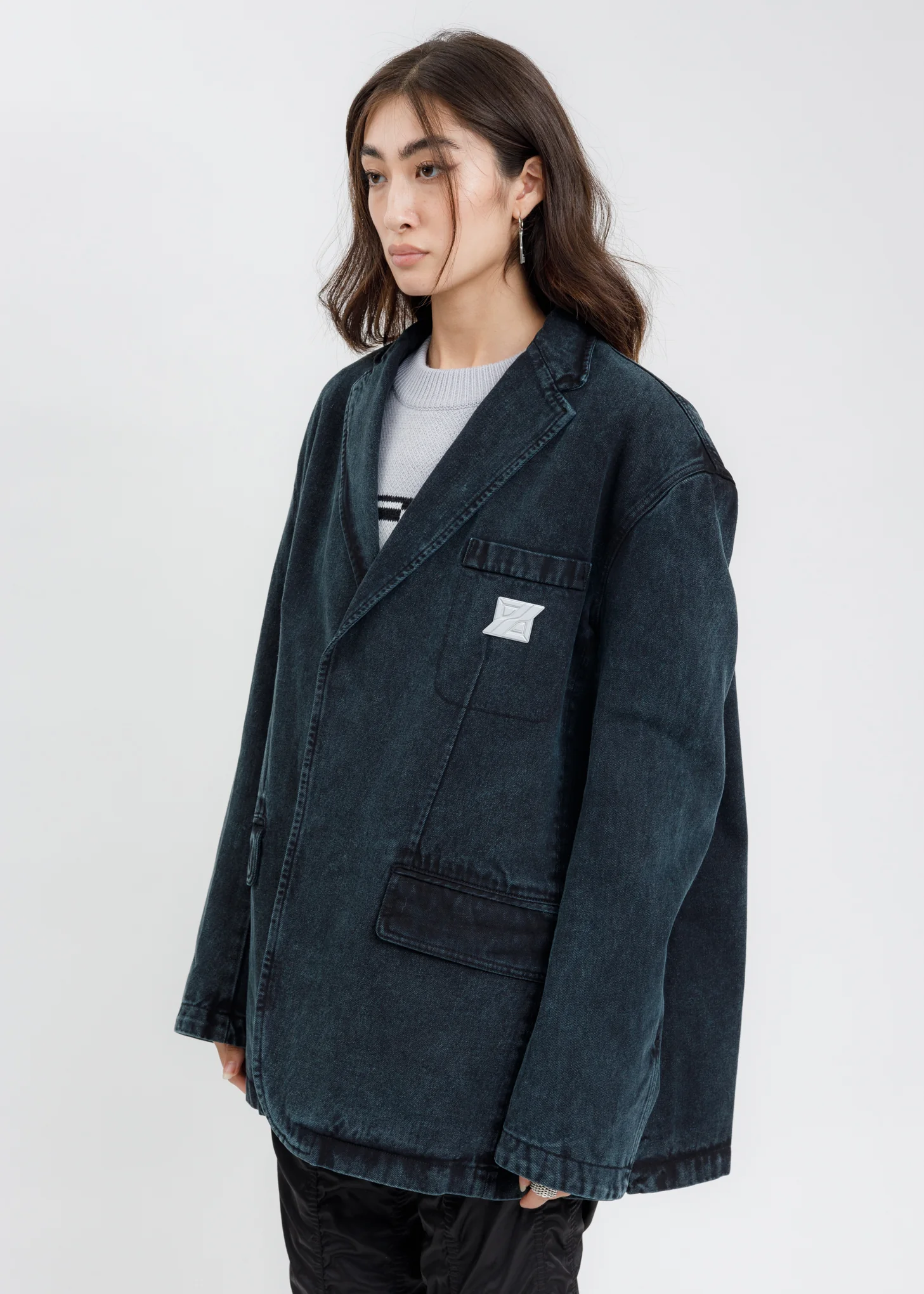 Blue Over Sized Denim Blazer - Image 2