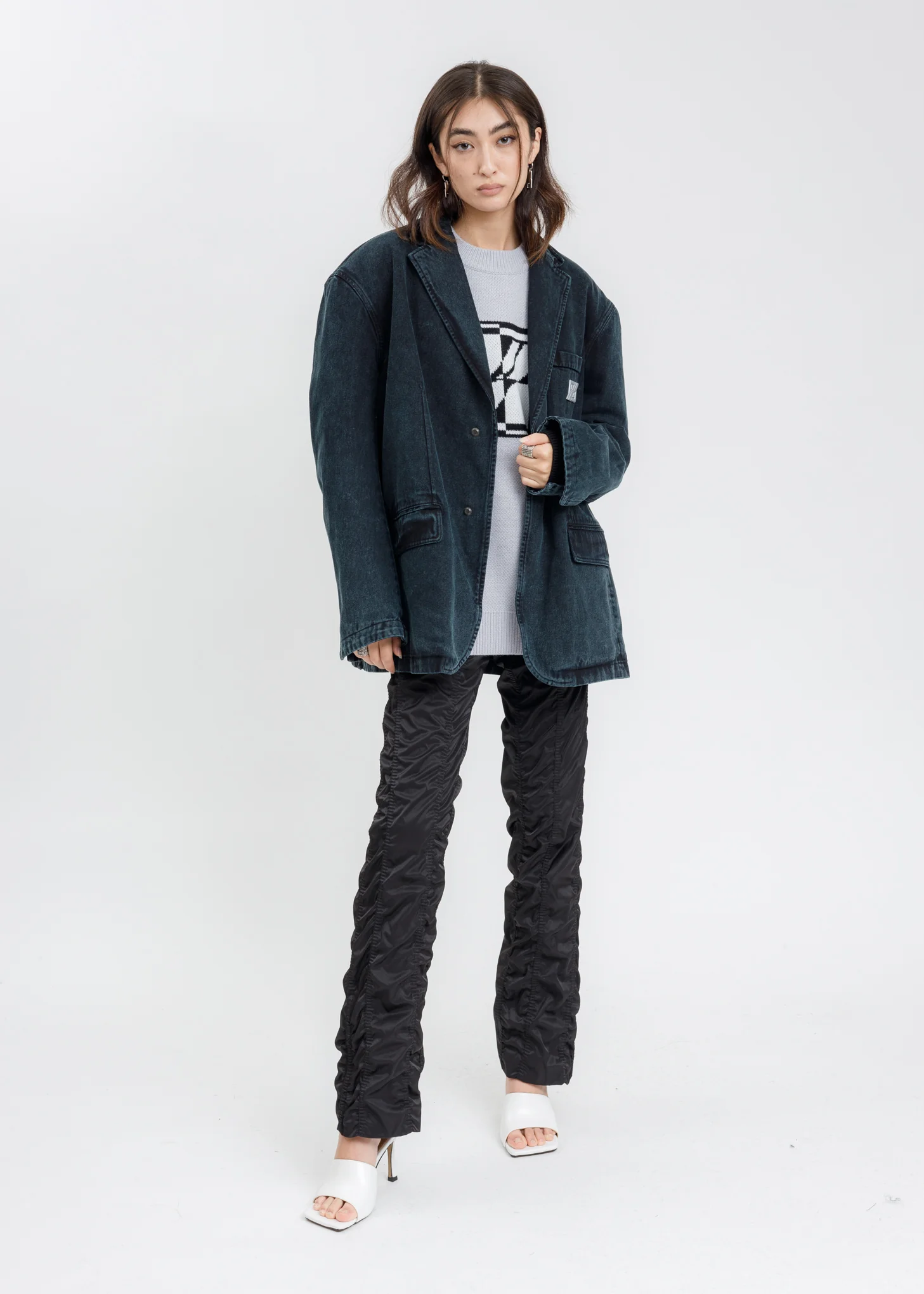 Blue Over Sized Denim Blazer - Image 6