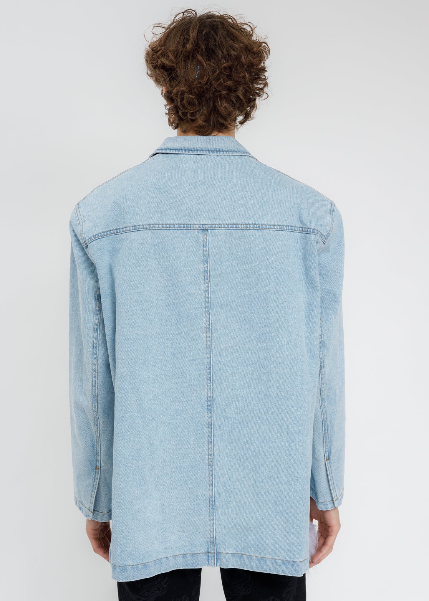 Blue Over Sized Washed Denim Blazer - Image 4