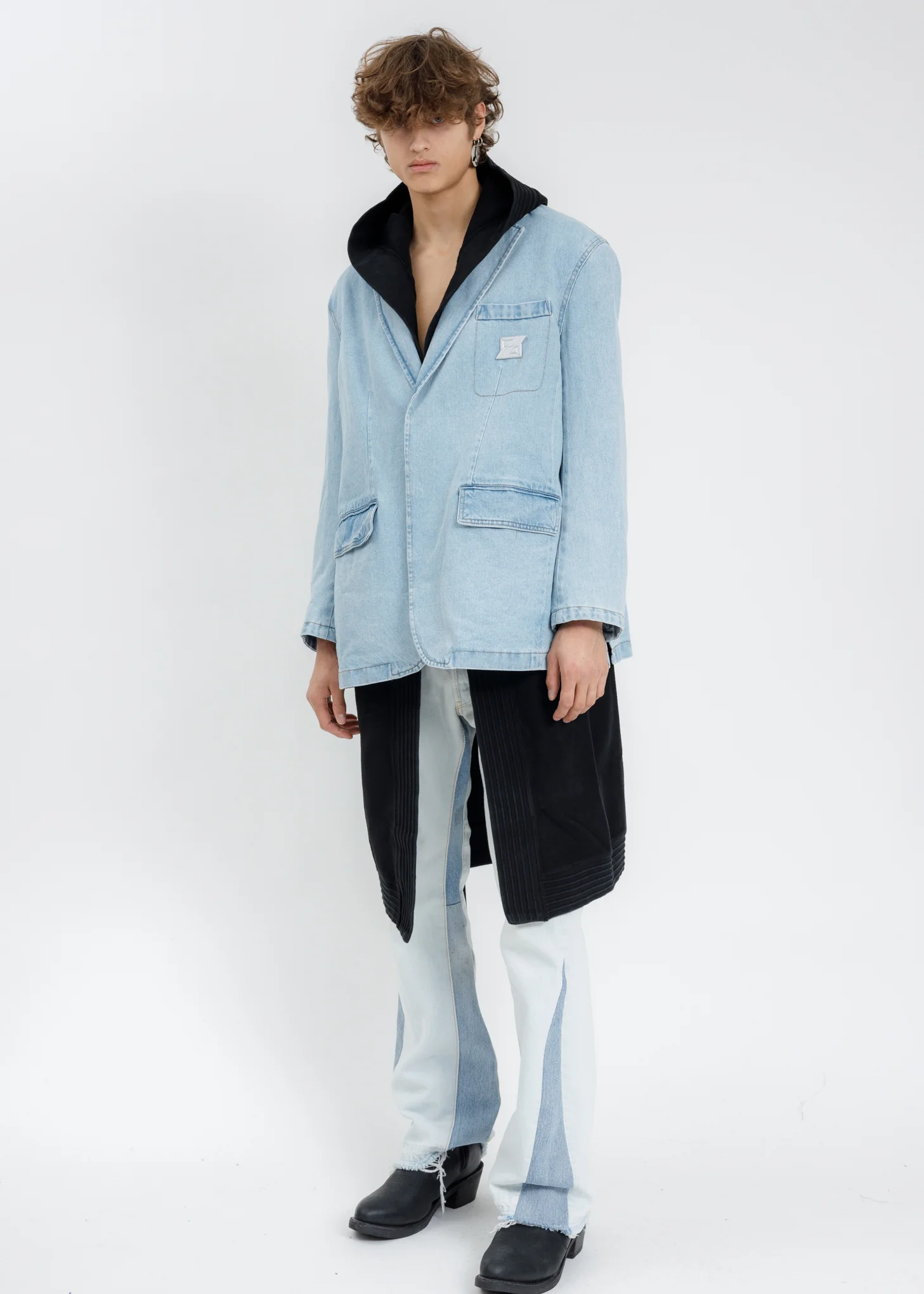 Blue Over Sized Washed Denim Blazer - Image 7