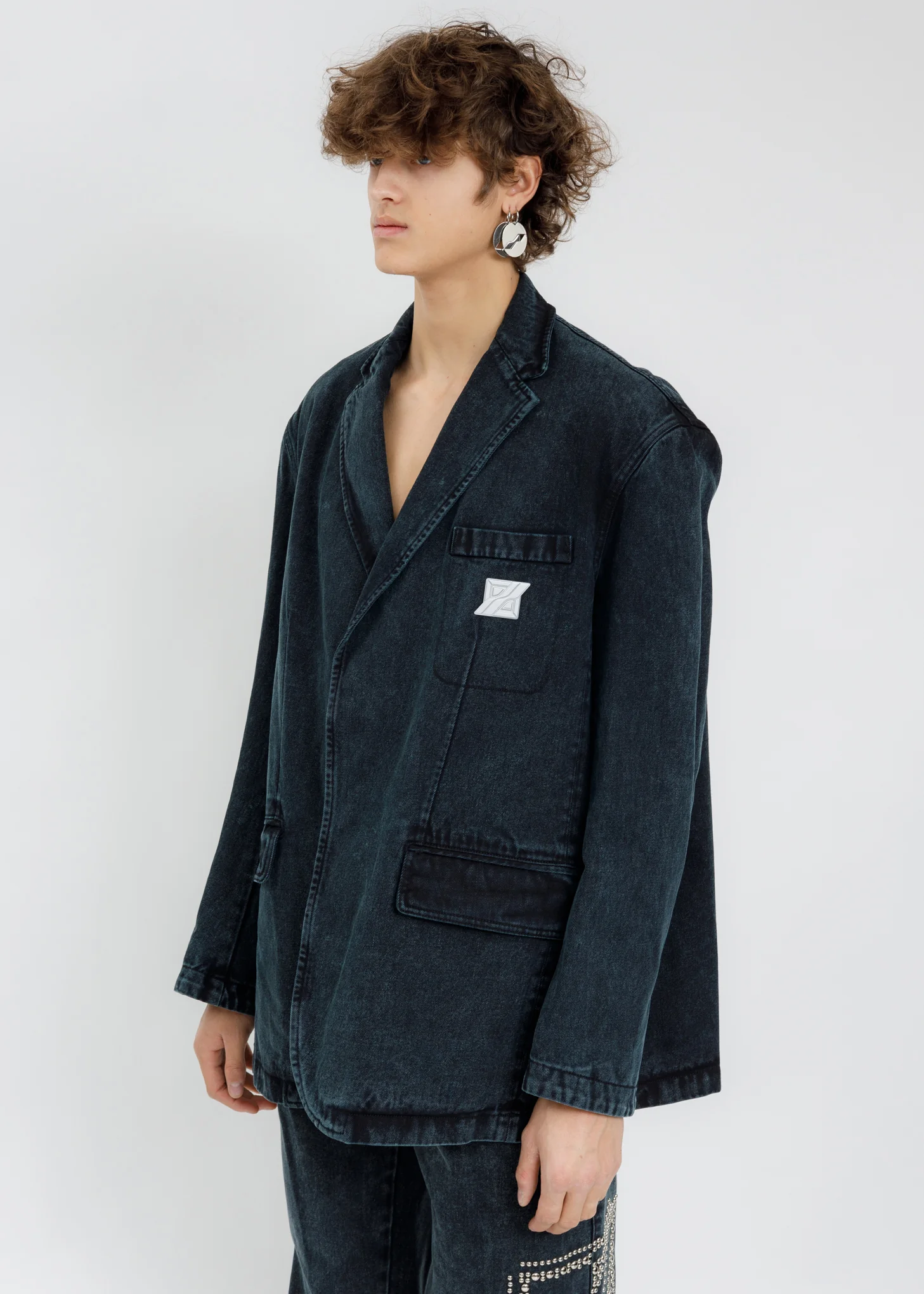 Blue Over Sized Denim Blazer - Image 2