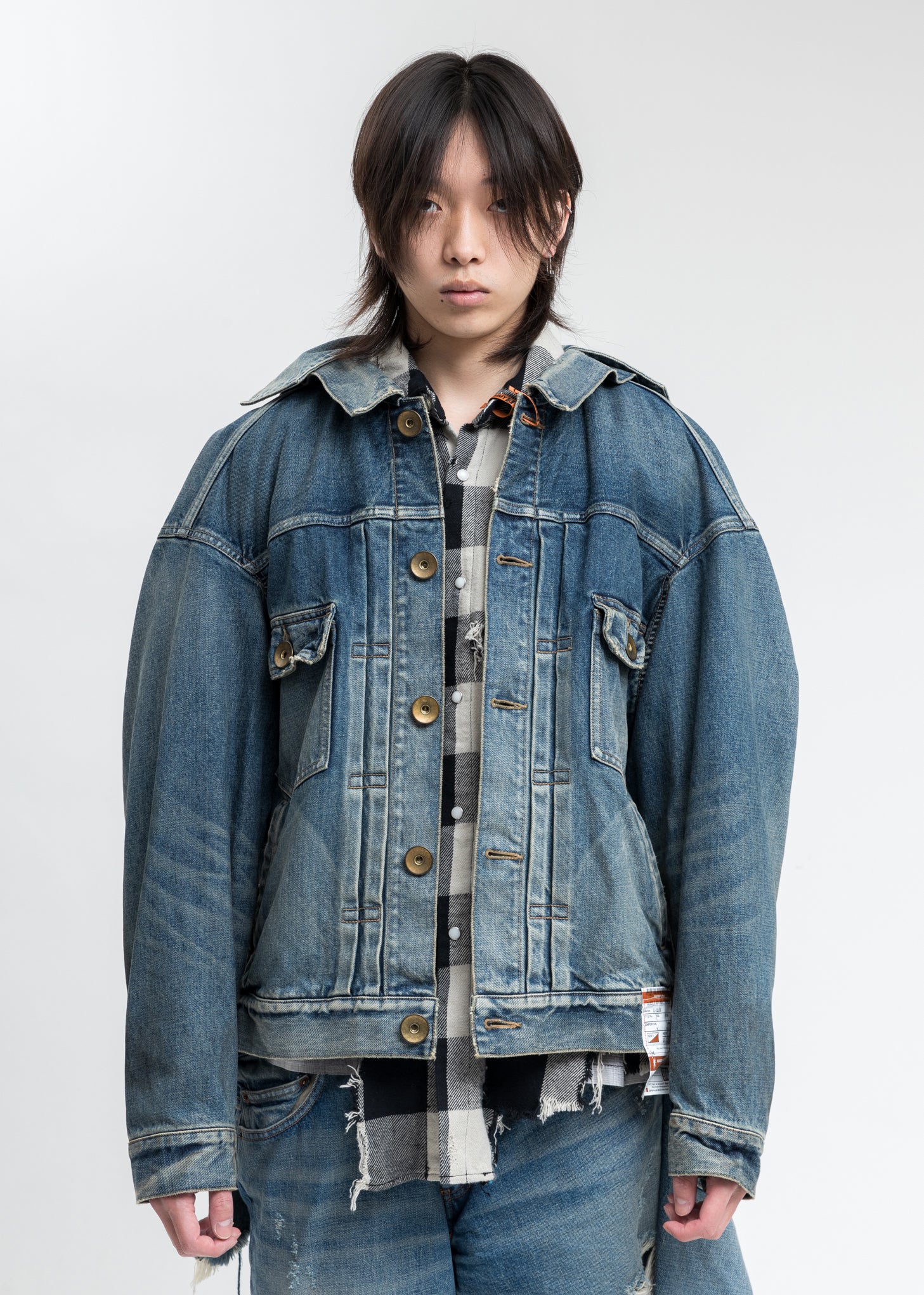 Indigo Painted Denim Jacket - Image 7