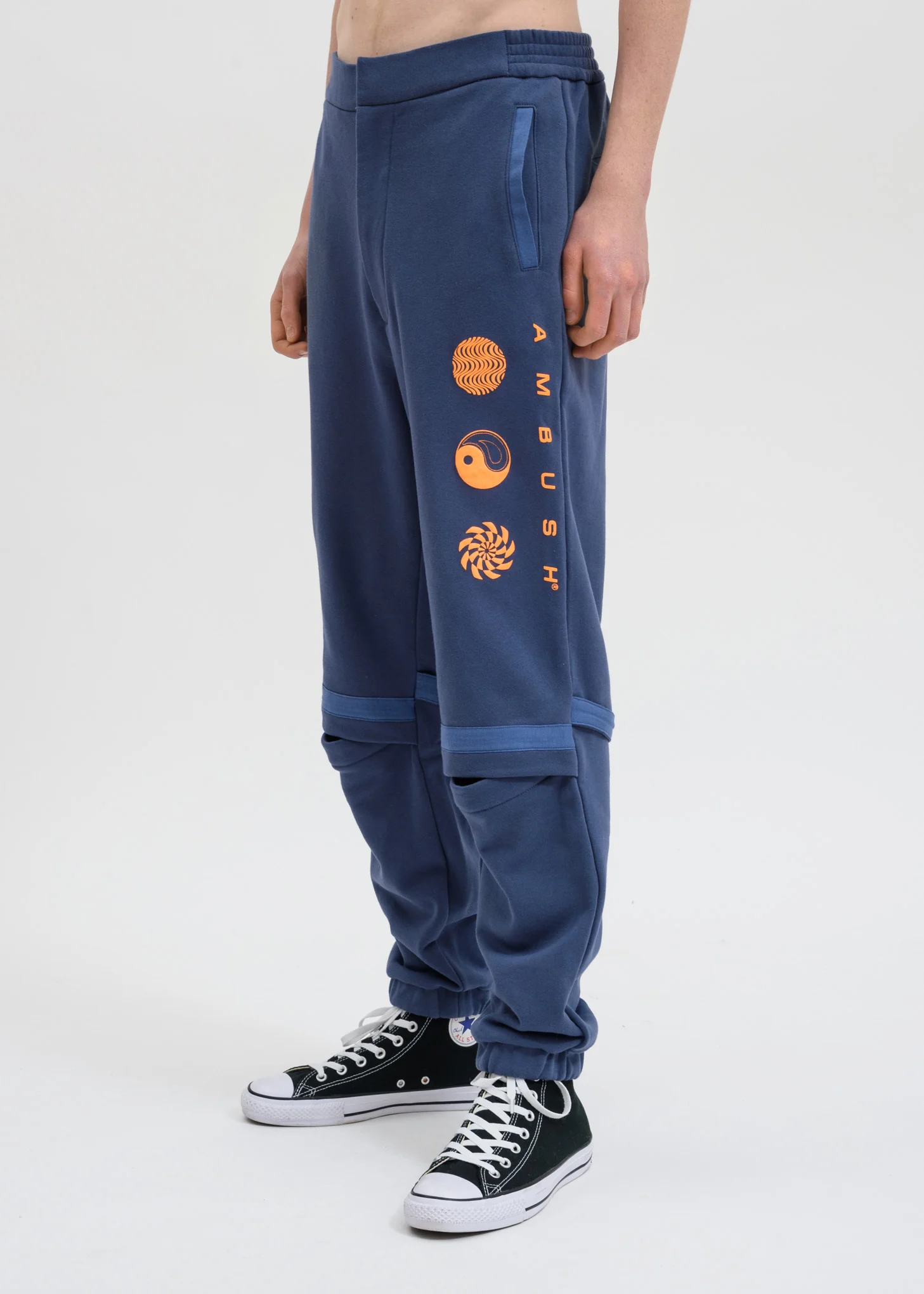 Blue Patchwork Sweatpants