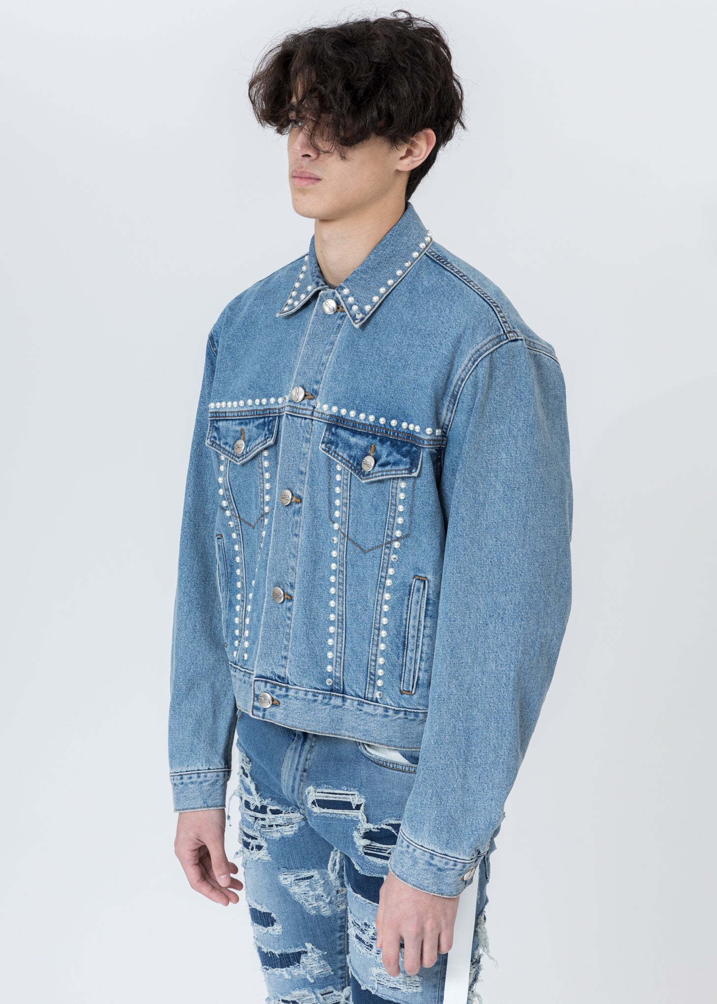 Blue Pearl Lining Denim Jacket - Image 3