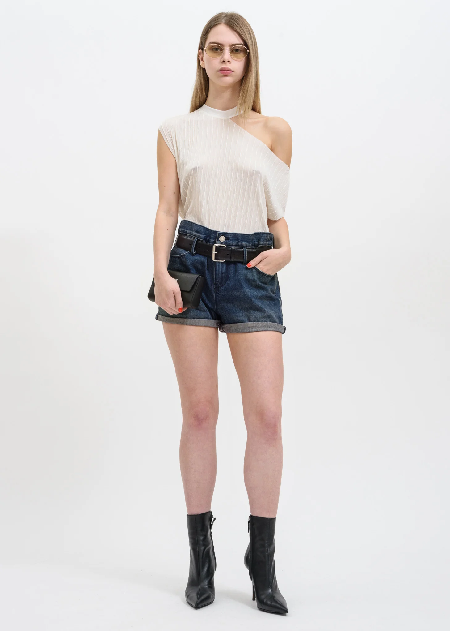 Blue Pierce Belted Baggy Shorts - Image 5