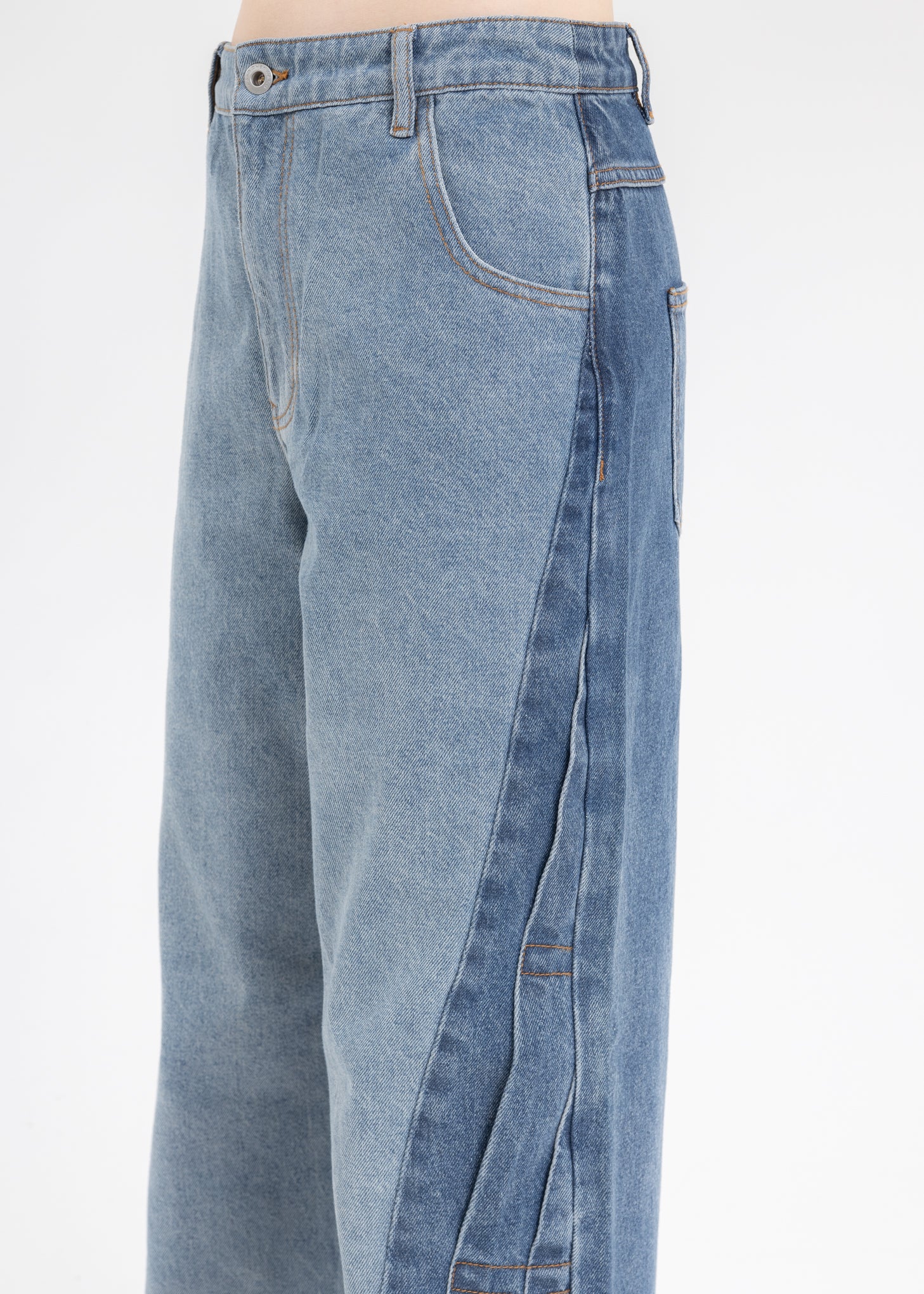 Blue PLEATED DENIM JEANS - Image 3