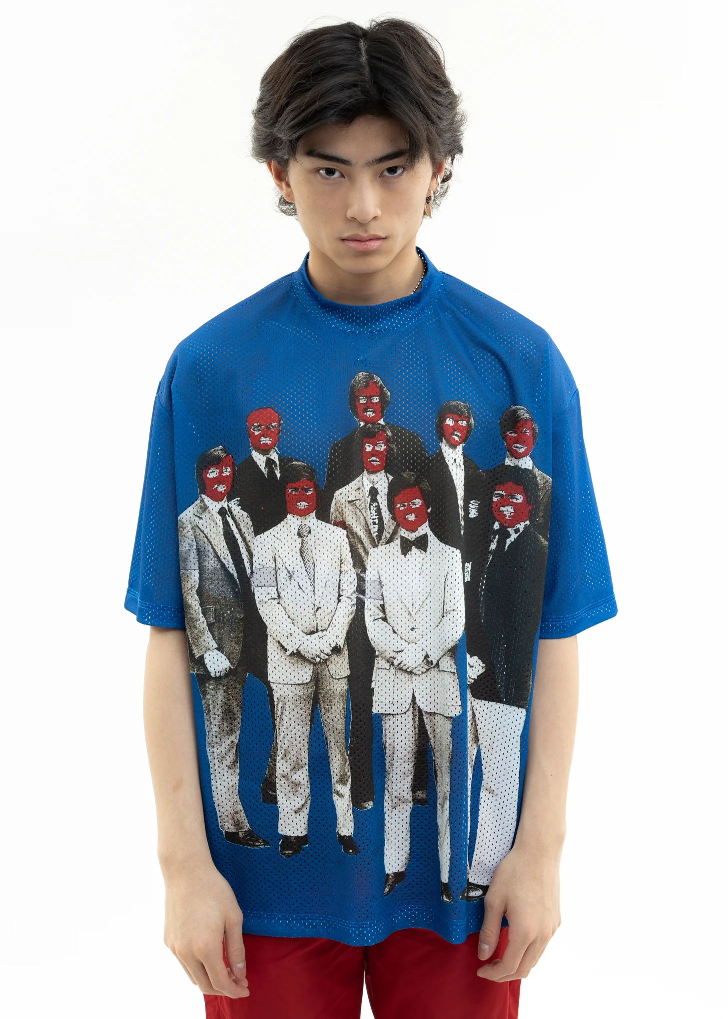 Blue Net T-Shirt With Print