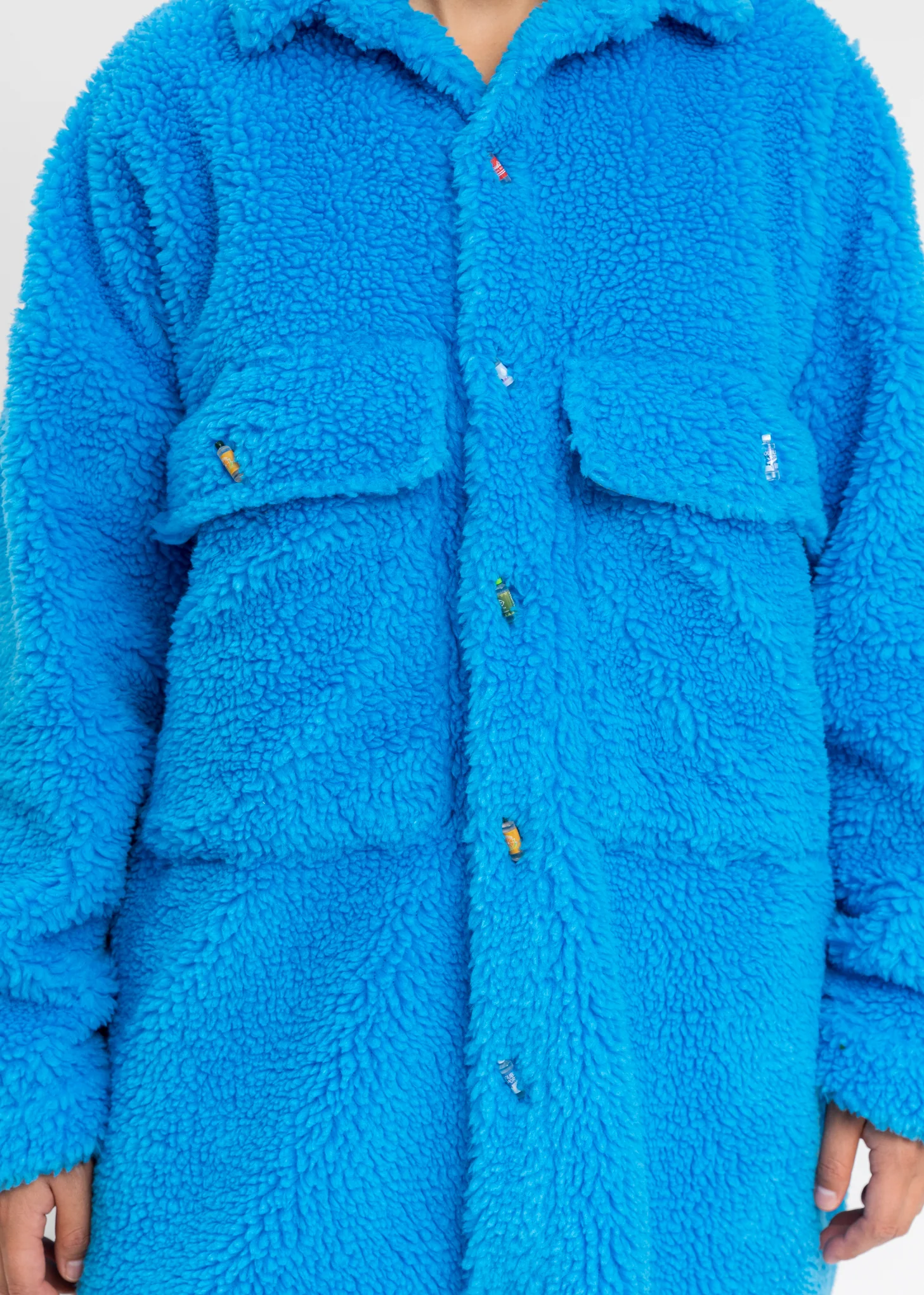 Blue Recycle Fur Oversized Jacket - Image 2