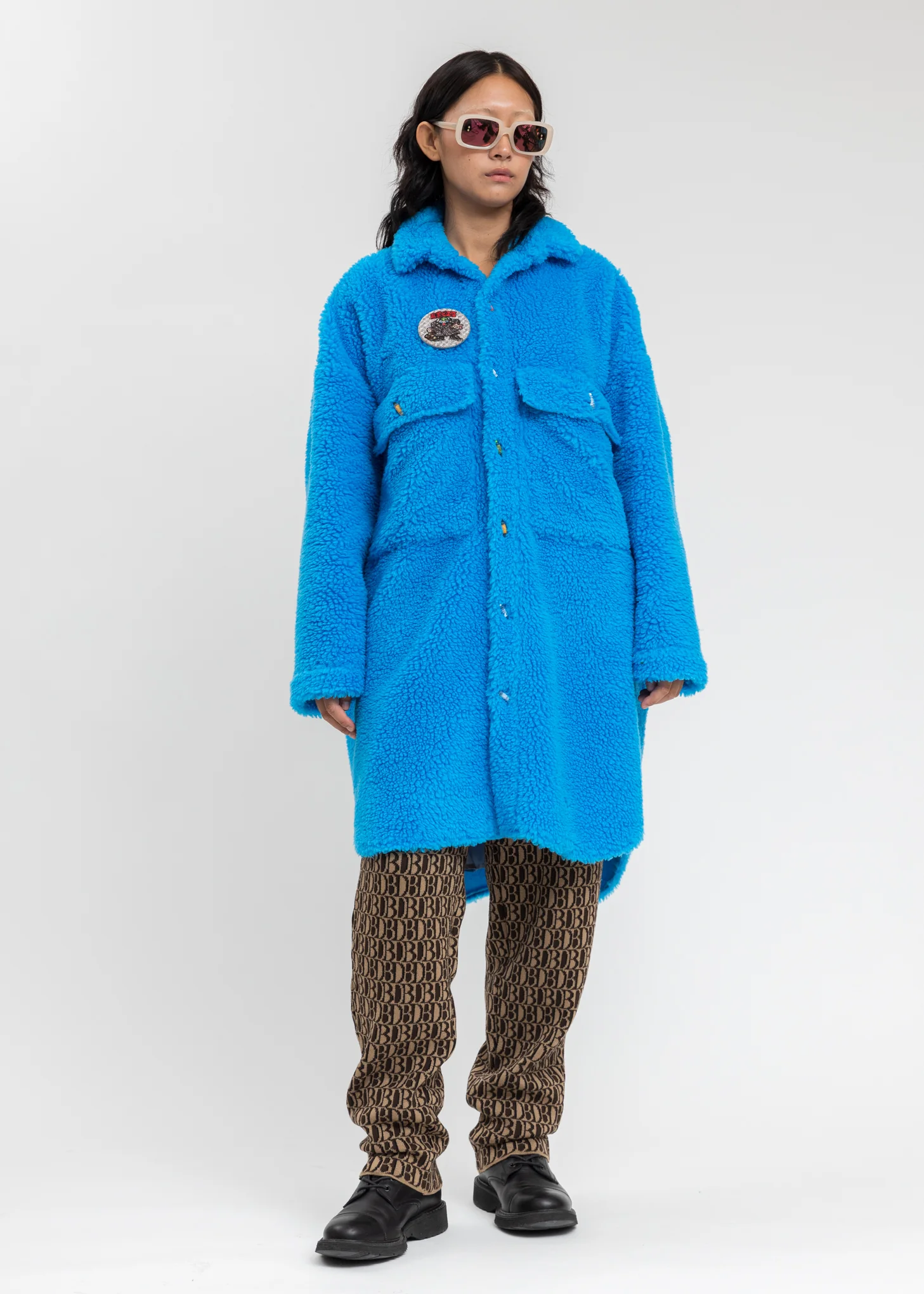 Blue Recycle Fur Oversized Jacket - Image 6
