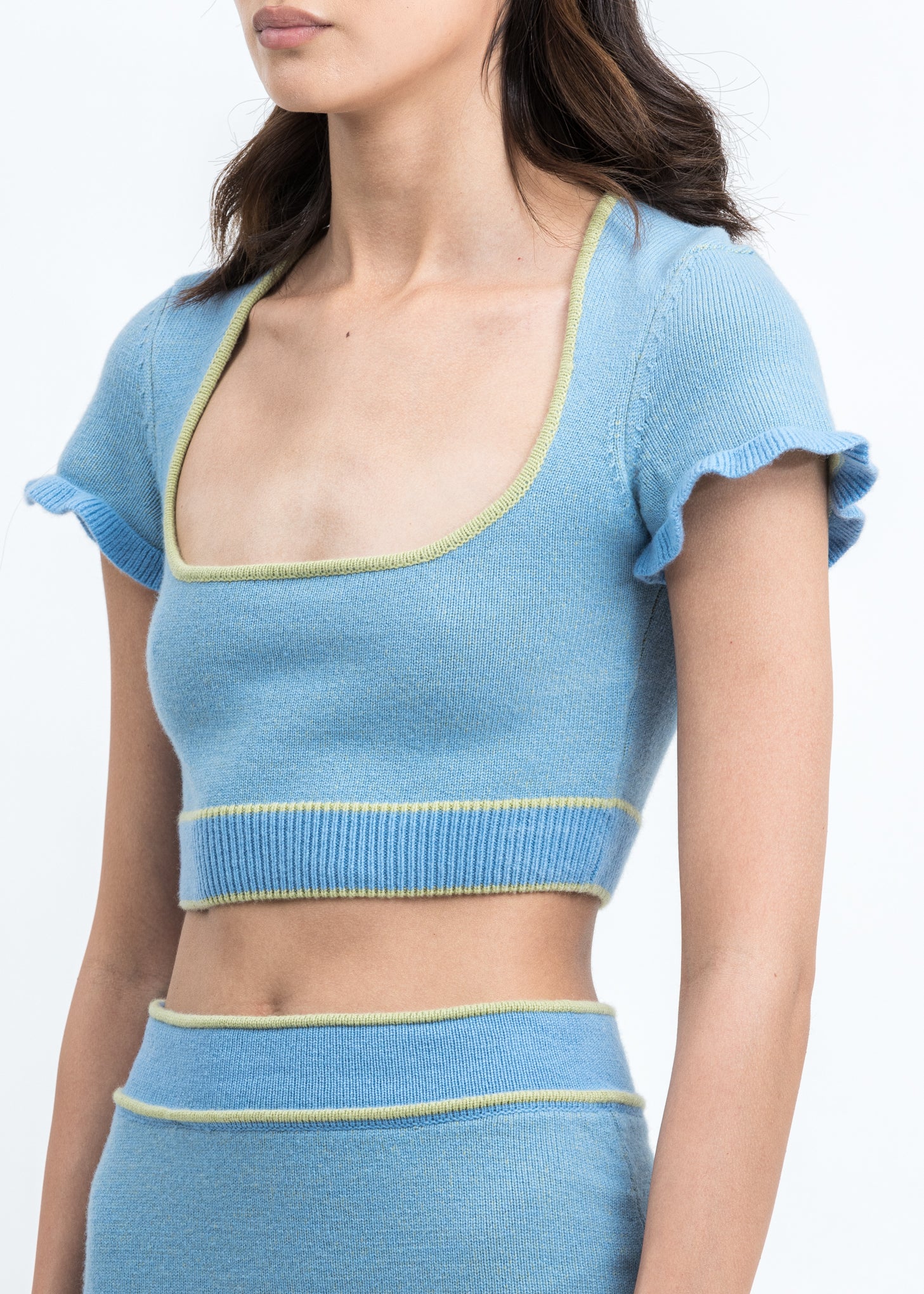 Blue Scoop Neck Knit Top - Image 2