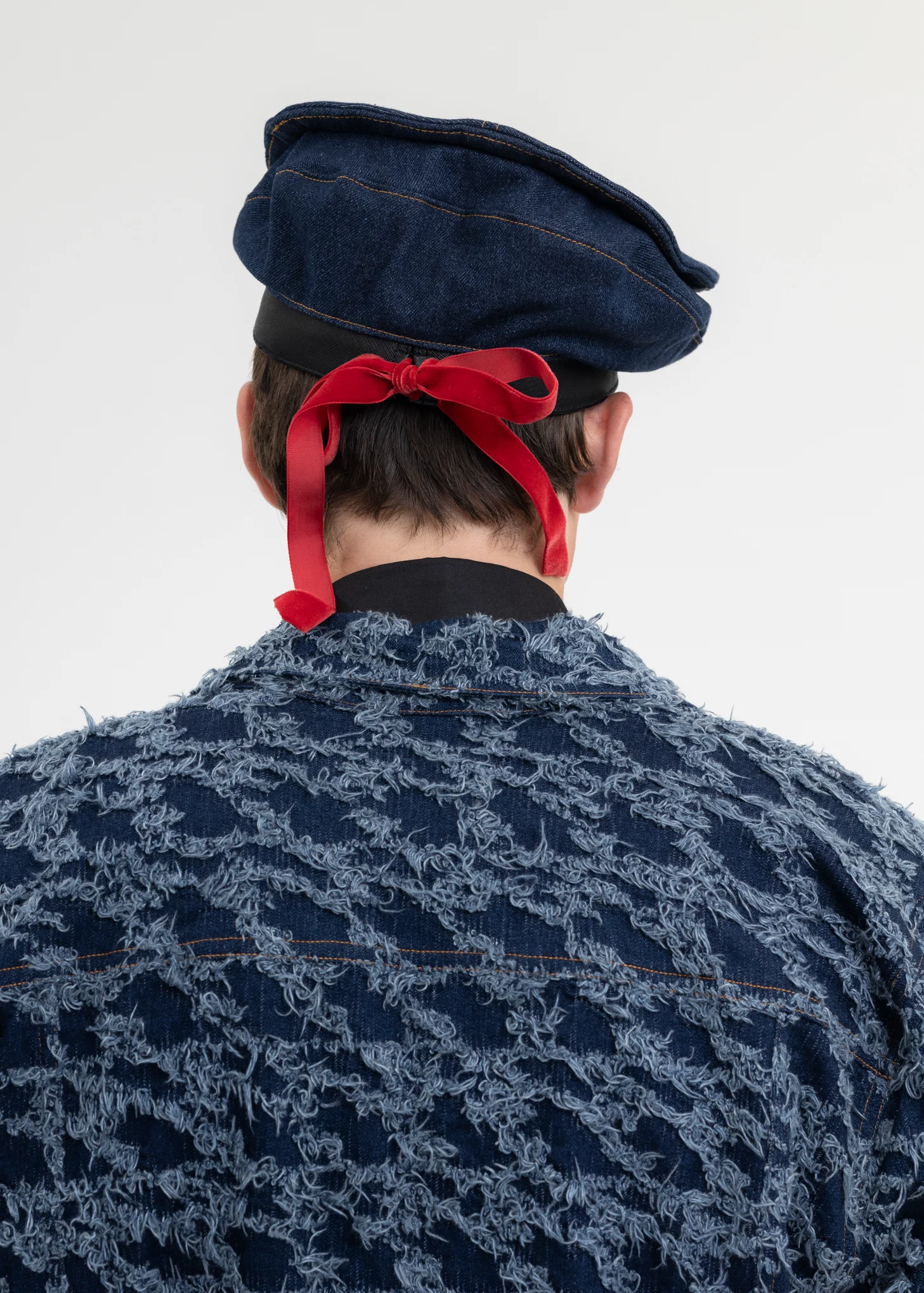 BLUE SLASHED DENIM BERET - Image 2