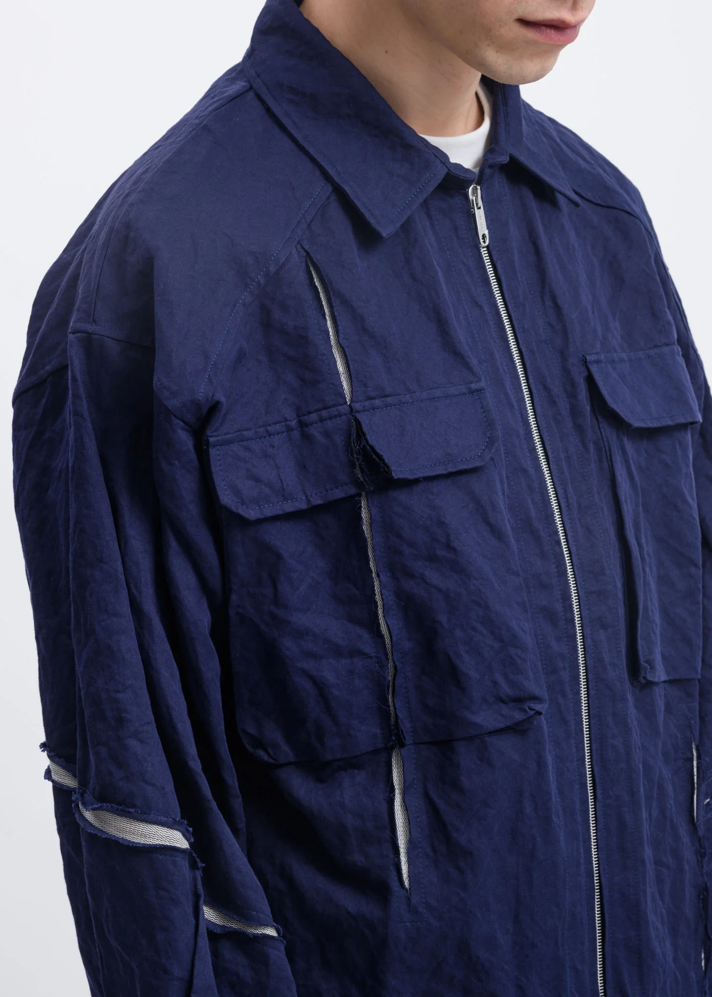Blue Wrinkled Split Jacket - Image 2