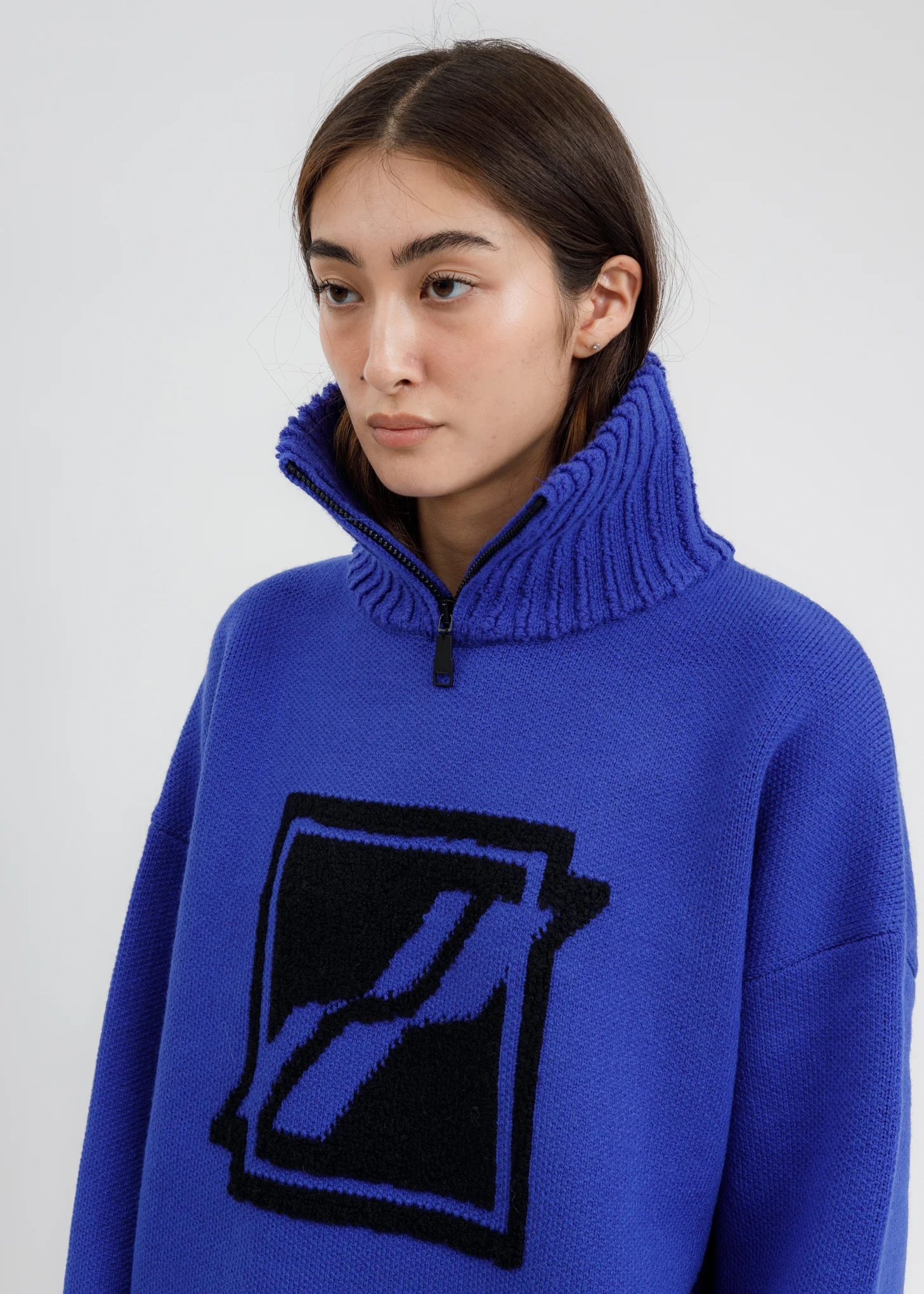 Blue Square Logo Pile Knit Jumper - Image 2