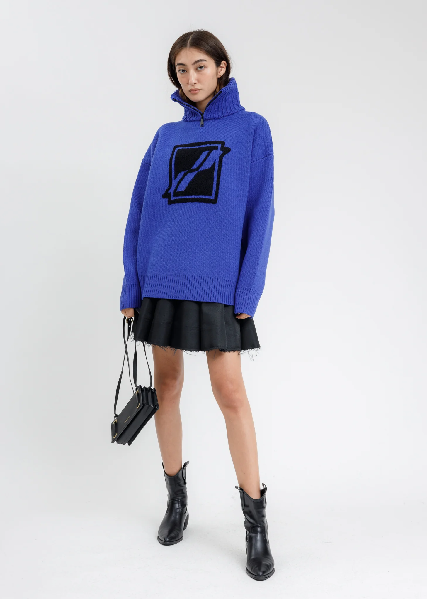 Blue Square Logo Pile Knit Jumper - Image 5
