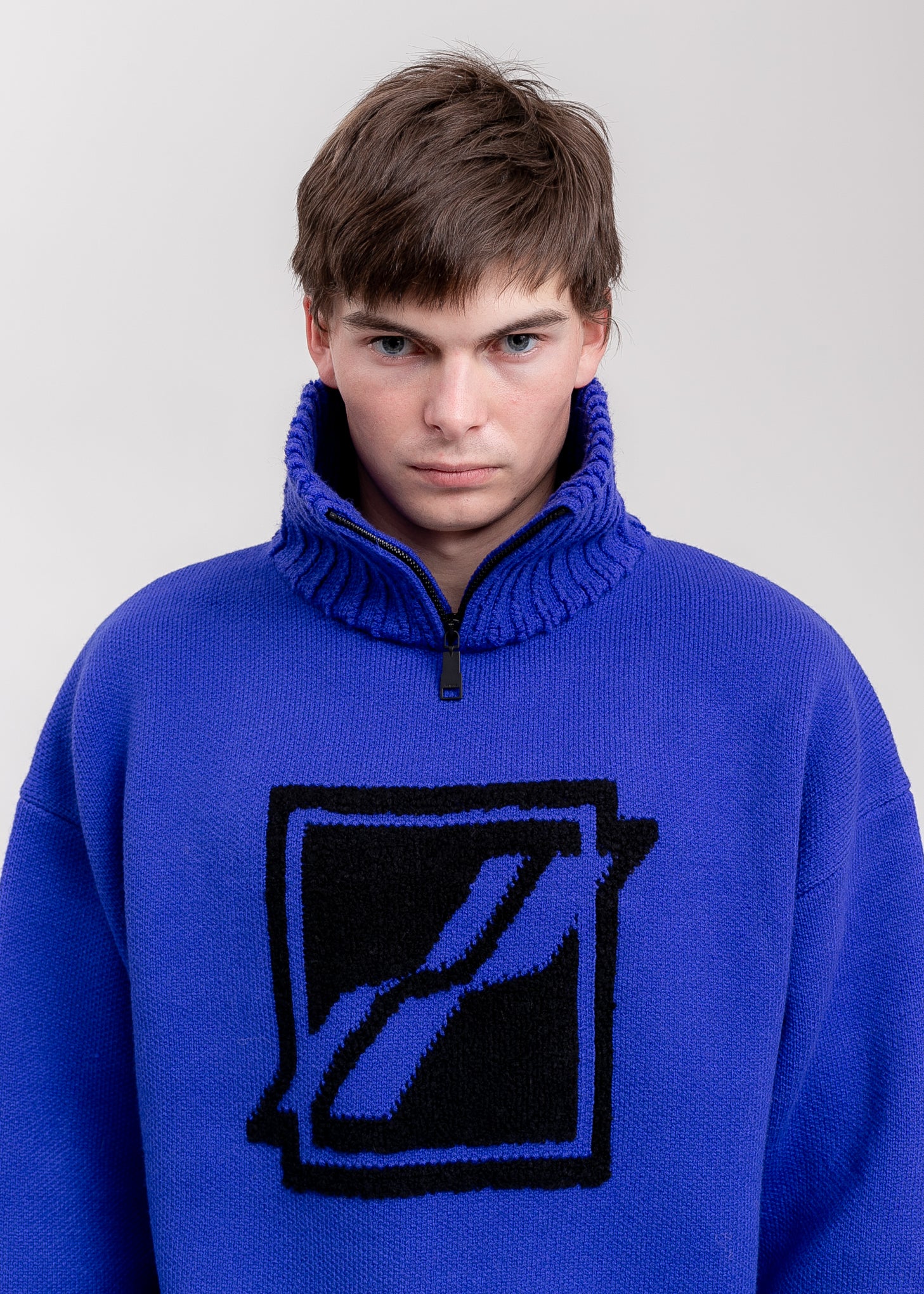 Blue Square Logo Pile Knit Jumper - Image 3