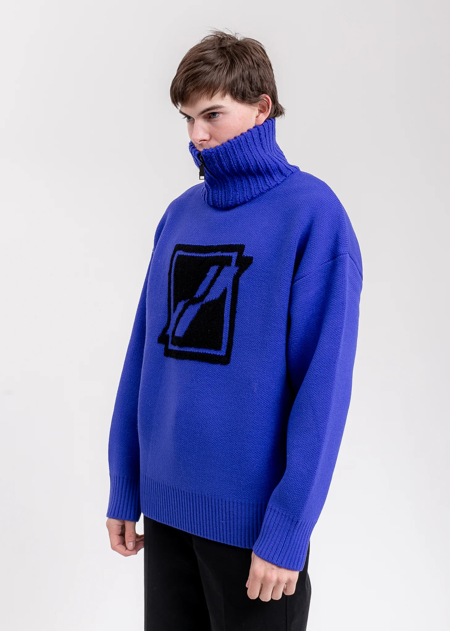 Blue Square Logo Pile Knit Jumper - Image 4