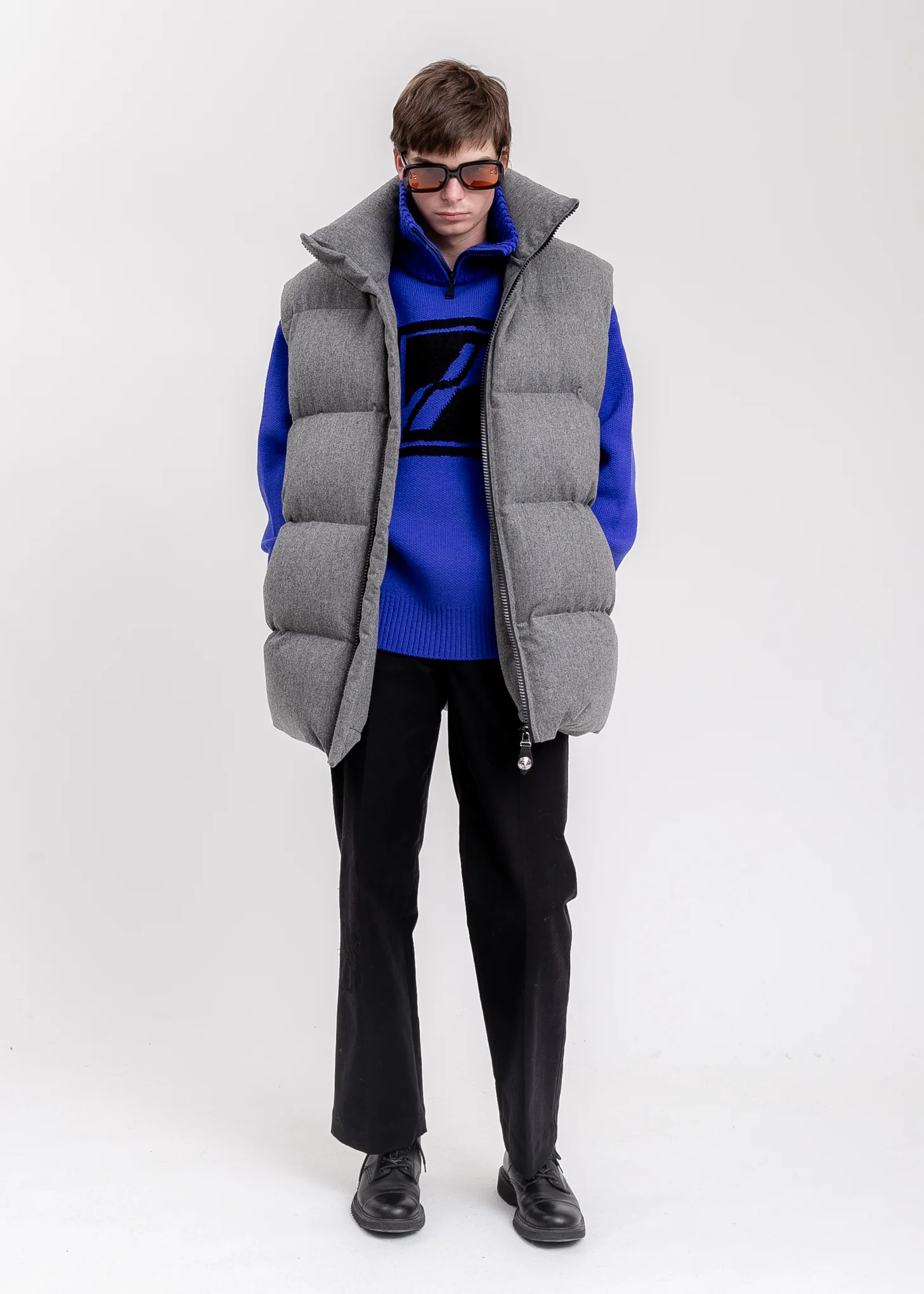 Blue Square Logo Pile Knit Jumper - Image 6