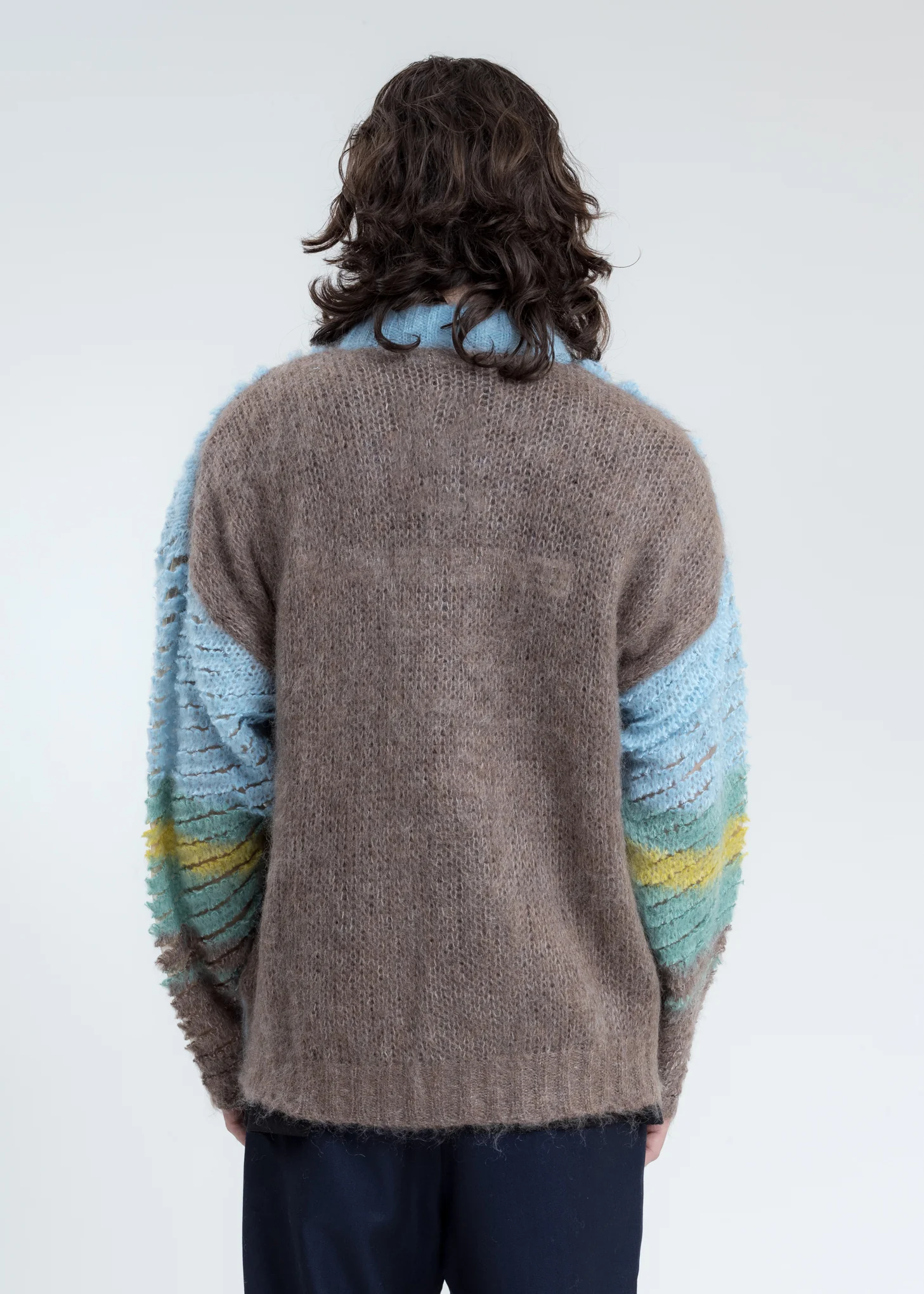 Sky Blue Striped Loop Knit Cardigan - Image 4