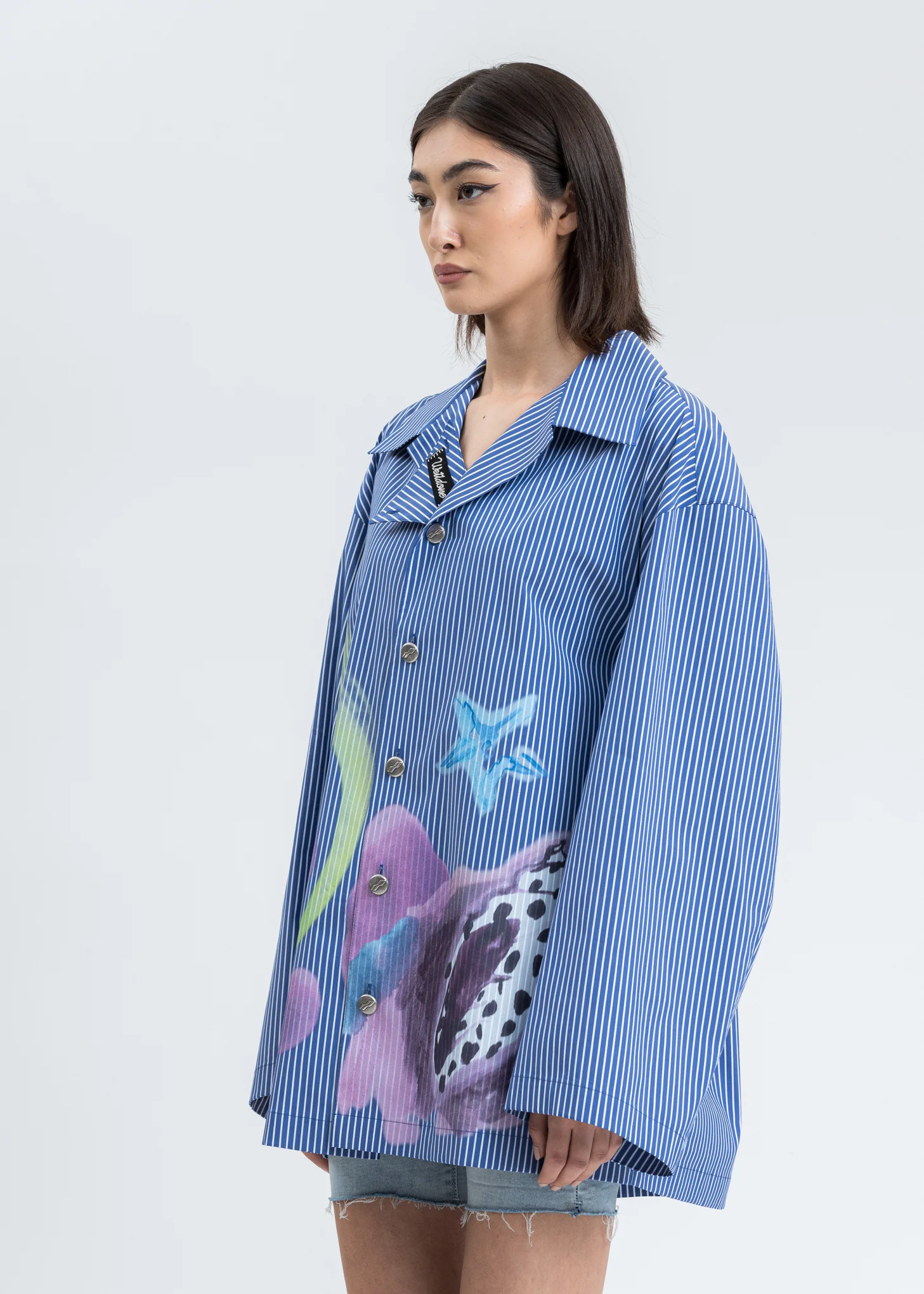 Blue Striped Shell Print Shirt - Image 3