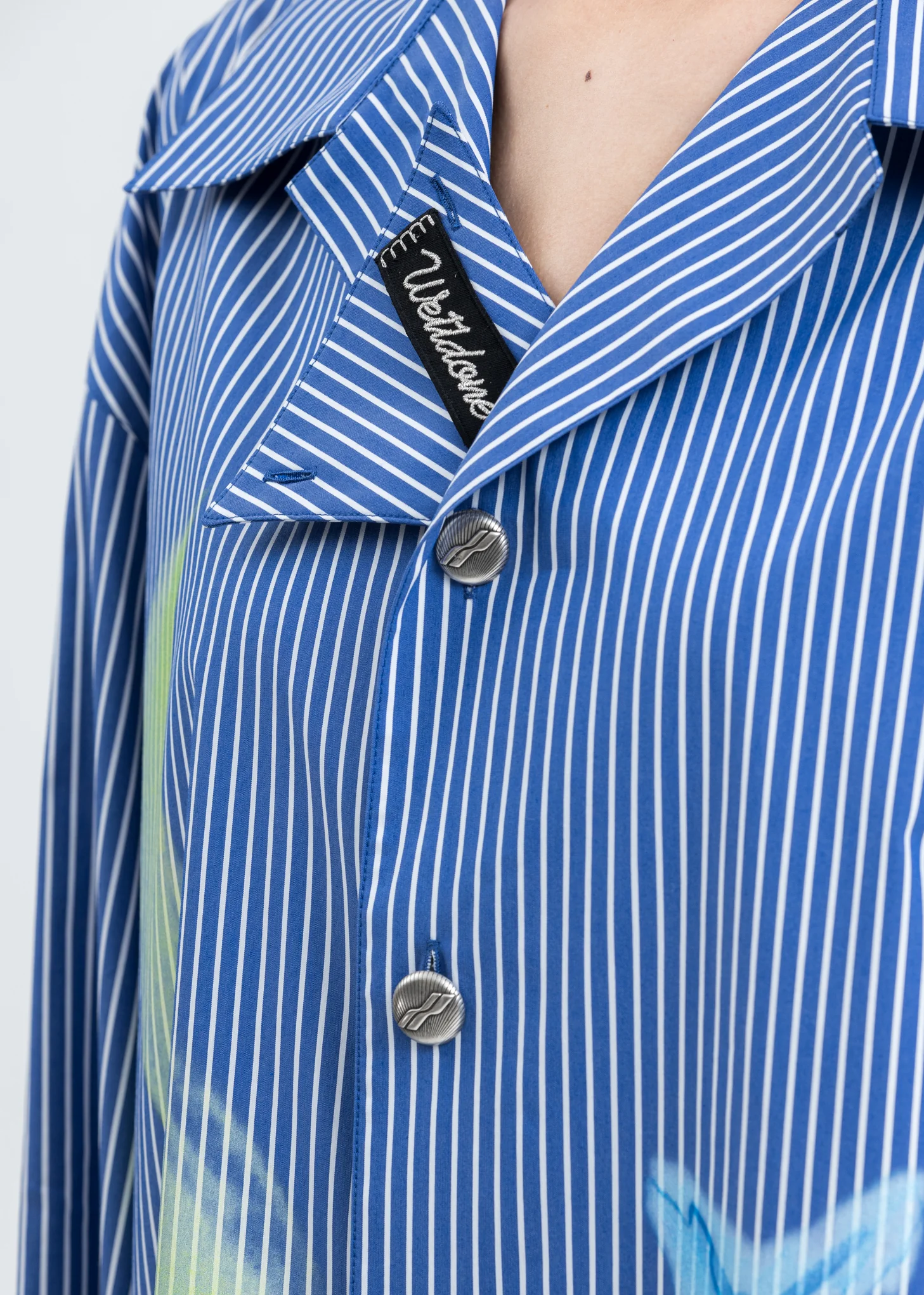 Blue Striped Shell Print Shirt - Image 6