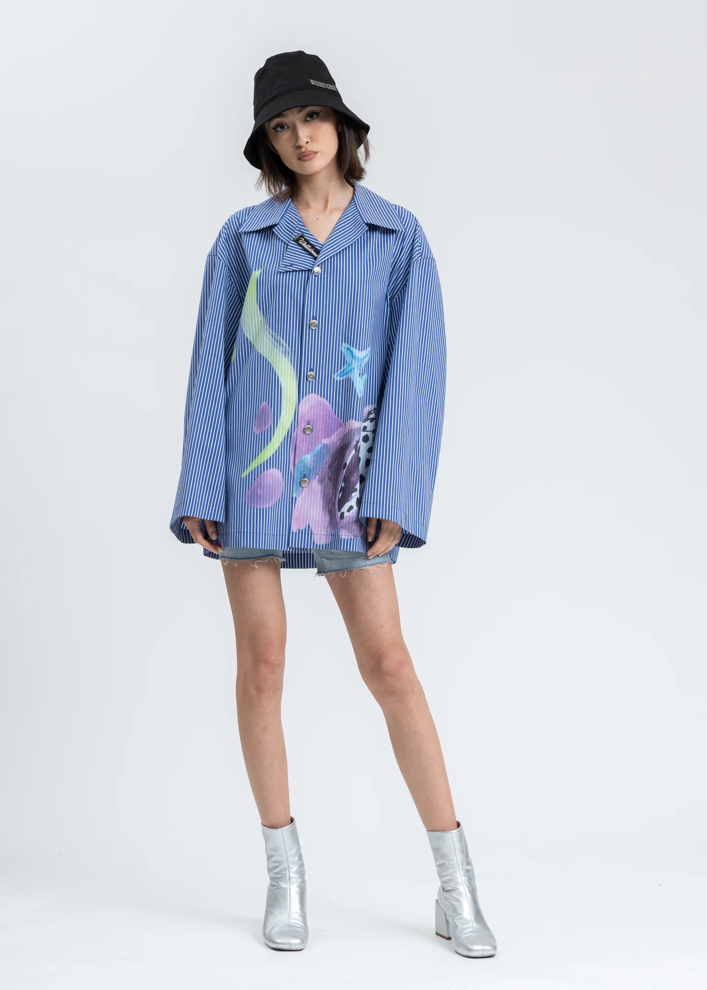 Blue Striped Shell Print Shirt - Image 7