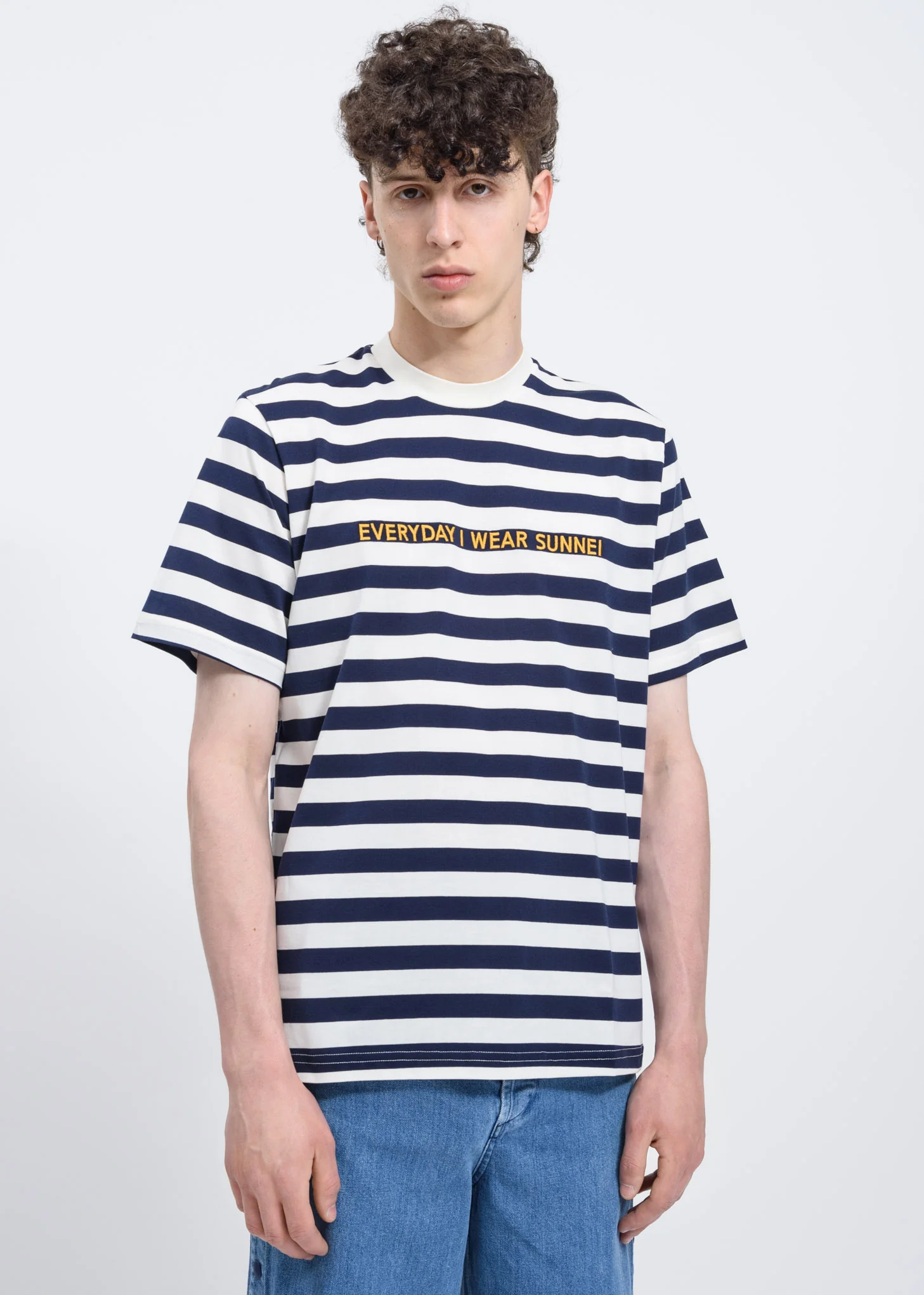 Blue Stripes T-Shirt w/ Embroidery EIWS