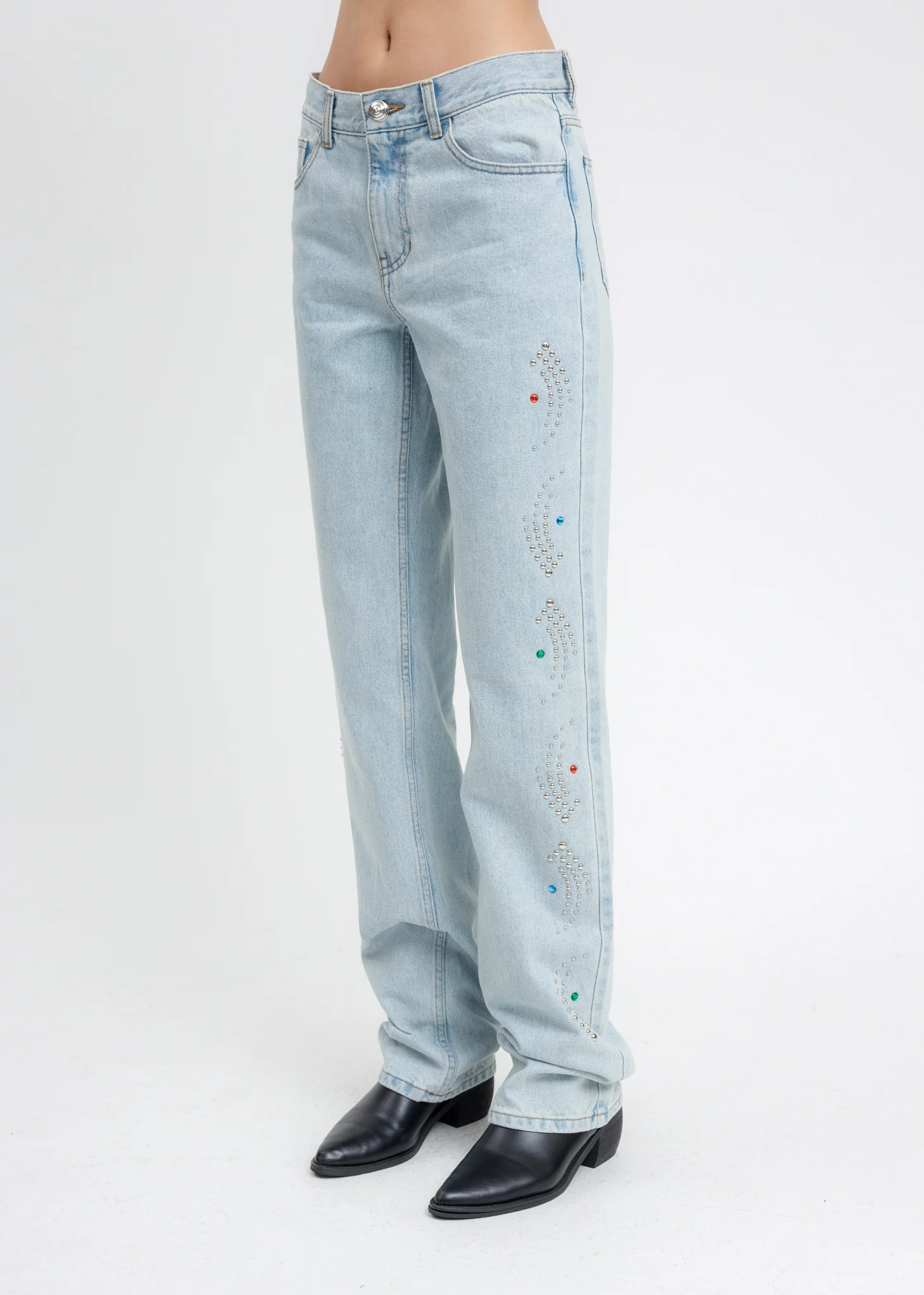 Blue Stud Artwork Pants