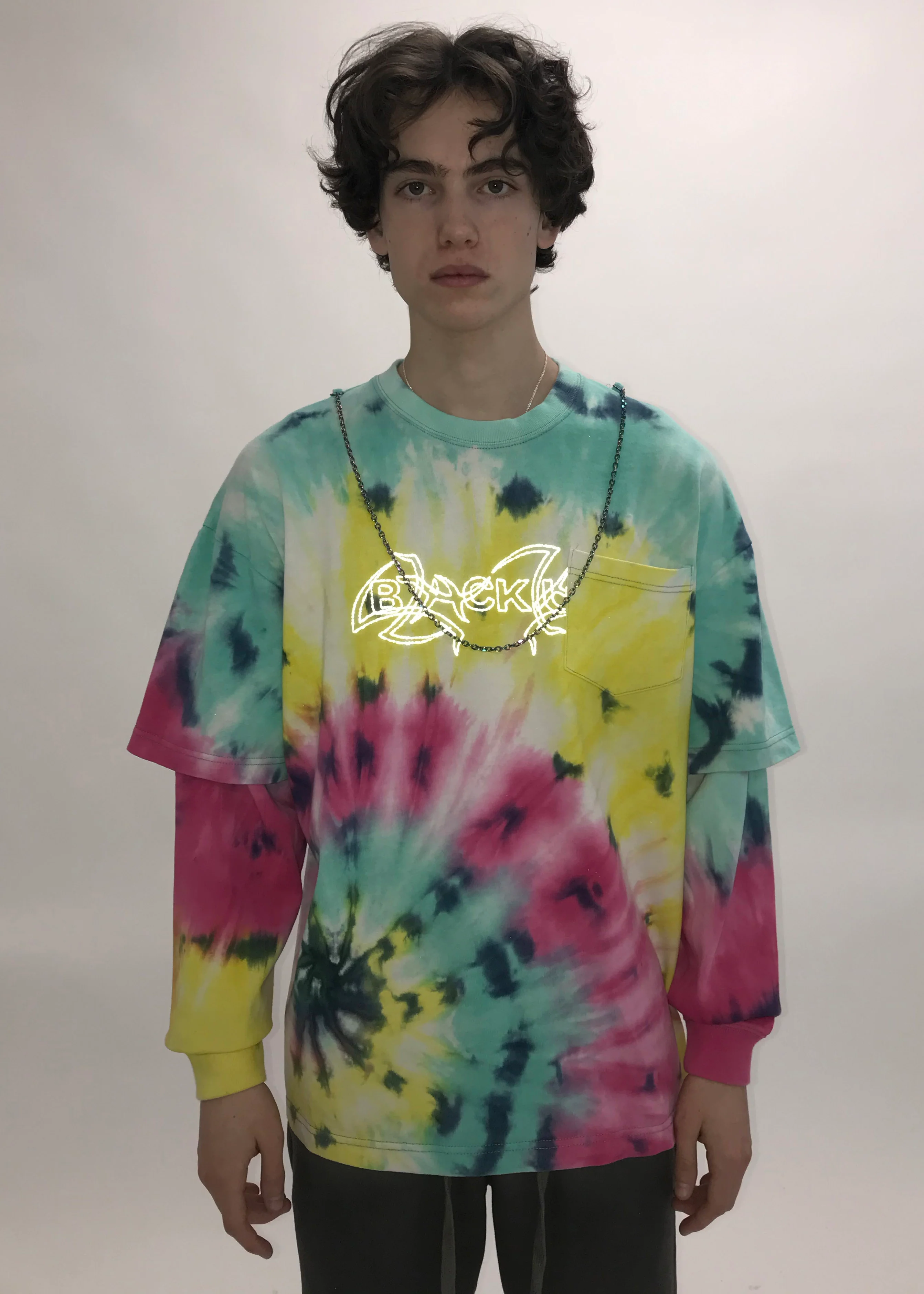 Blue Tie Dye Reflective Long Sleeve - Image 2
