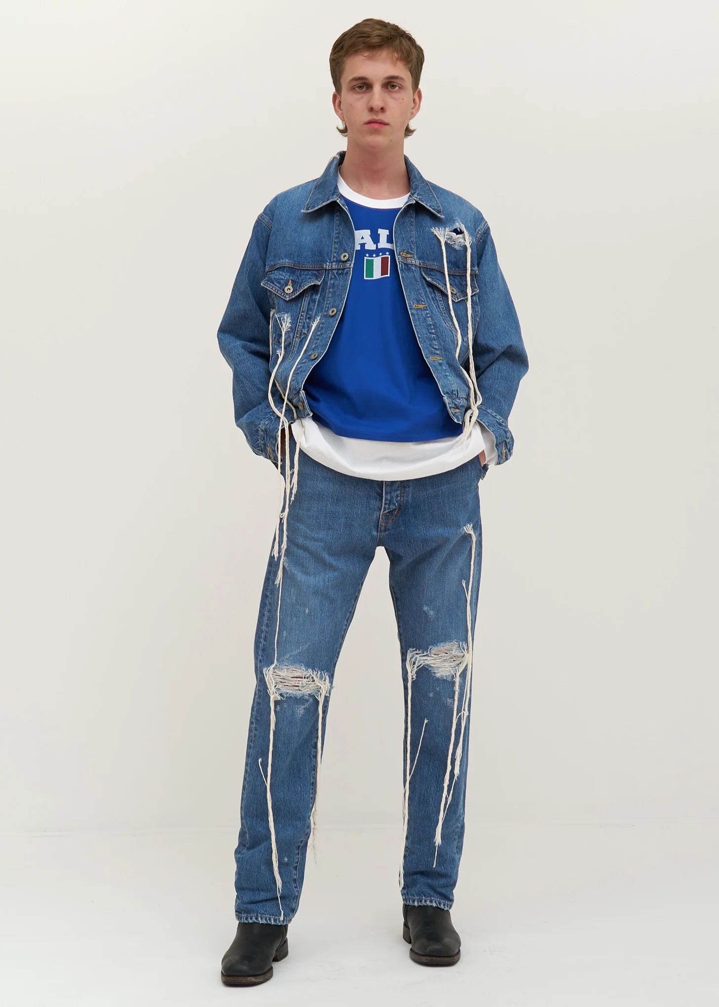 Blue Too Much Damage Denim Jacket - Image 5