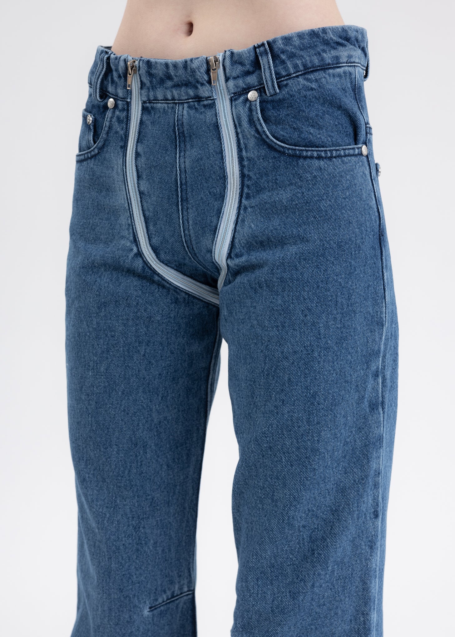 Blue TROUSERS WITH DOUBLE ZIP - Image 4