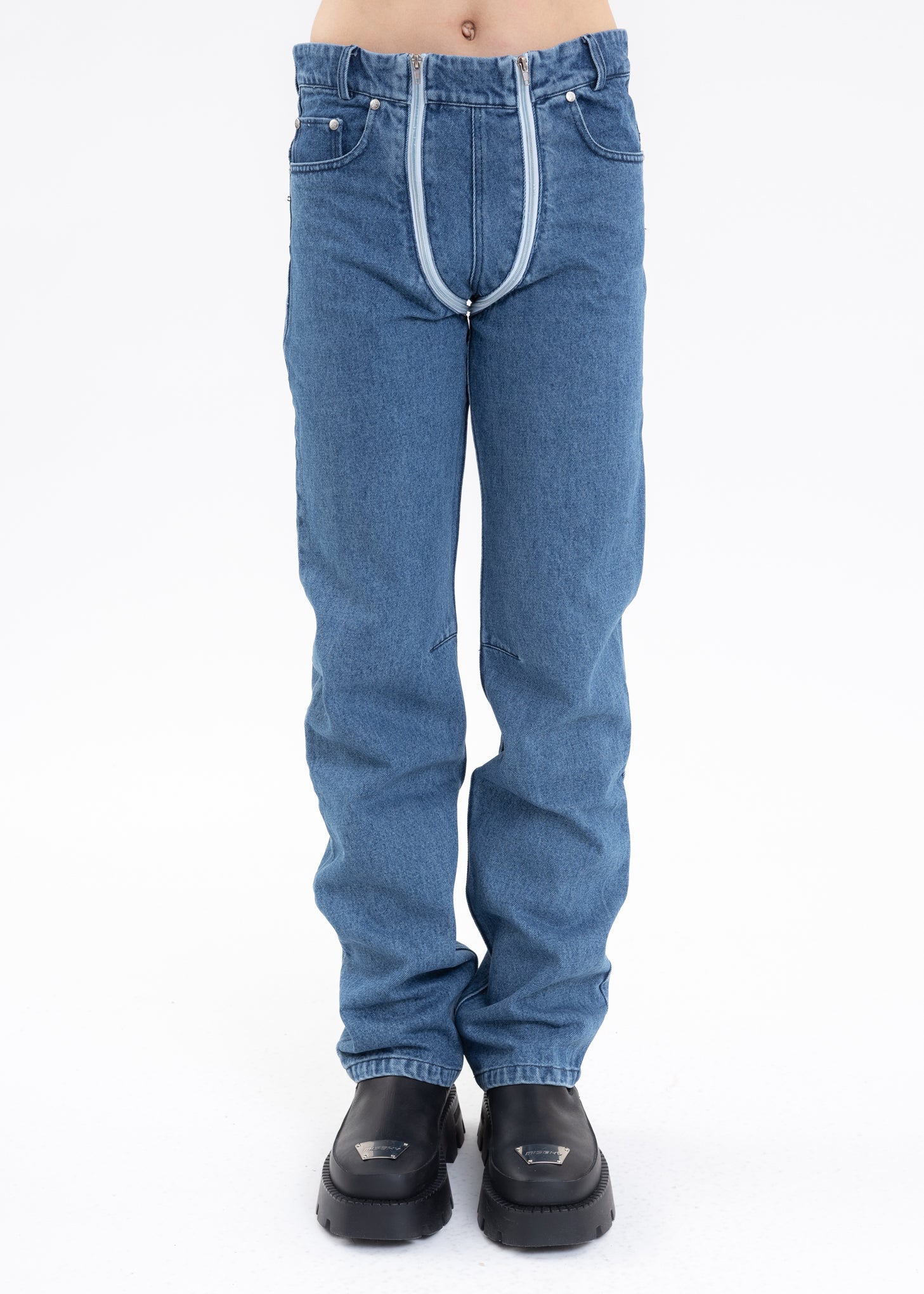 Blue TROUSERS WITH DOUBLE ZIP