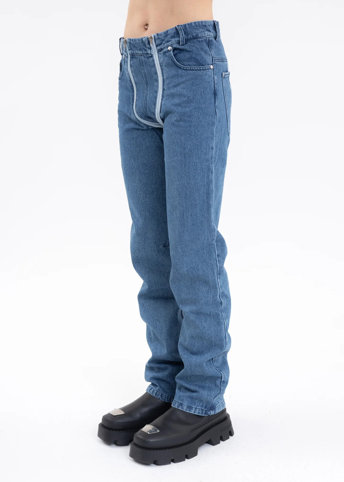 Blue TROUSERS WITH DOUBLE ZIP - Image 3