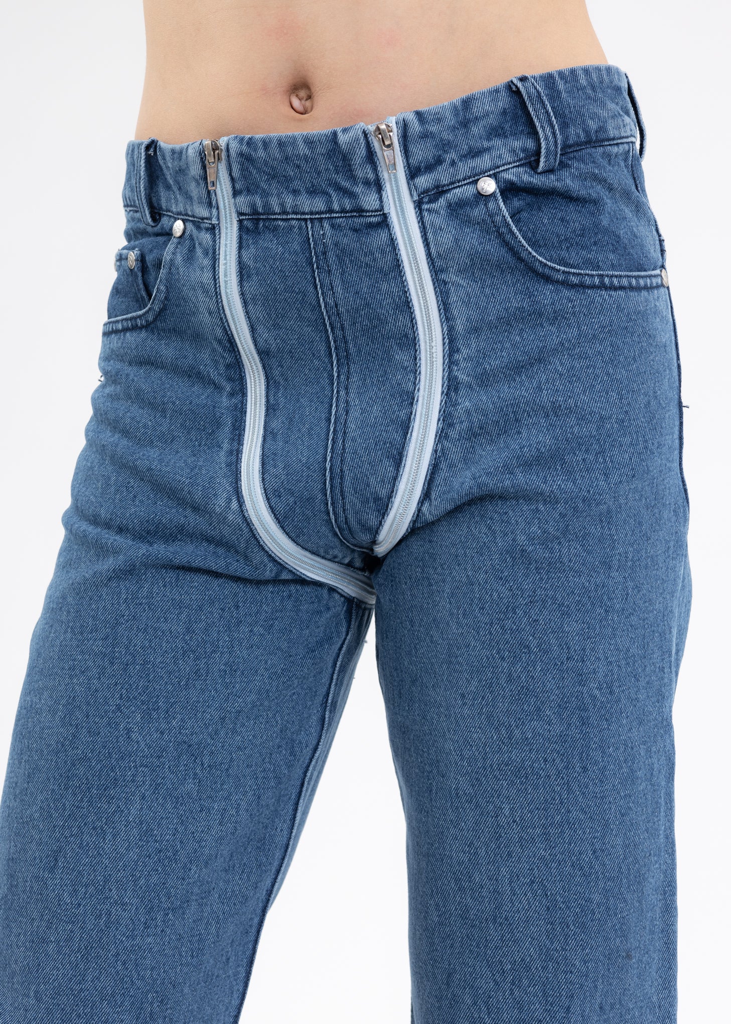 Blue TROUSERS WITH DOUBLE ZIP - Image 4