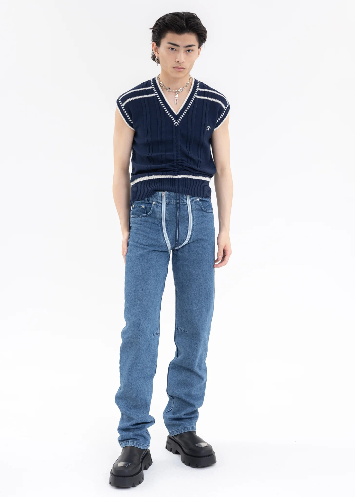 Blue TROUSERS WITH DOUBLE ZIP - Image 6