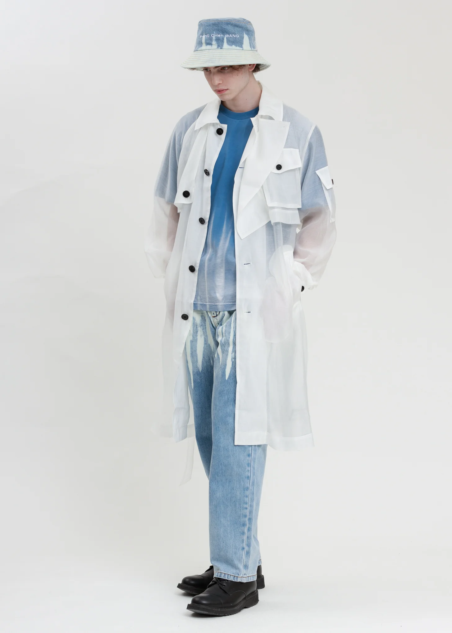 Blue Washed Denim Bucket Hat - Image 4