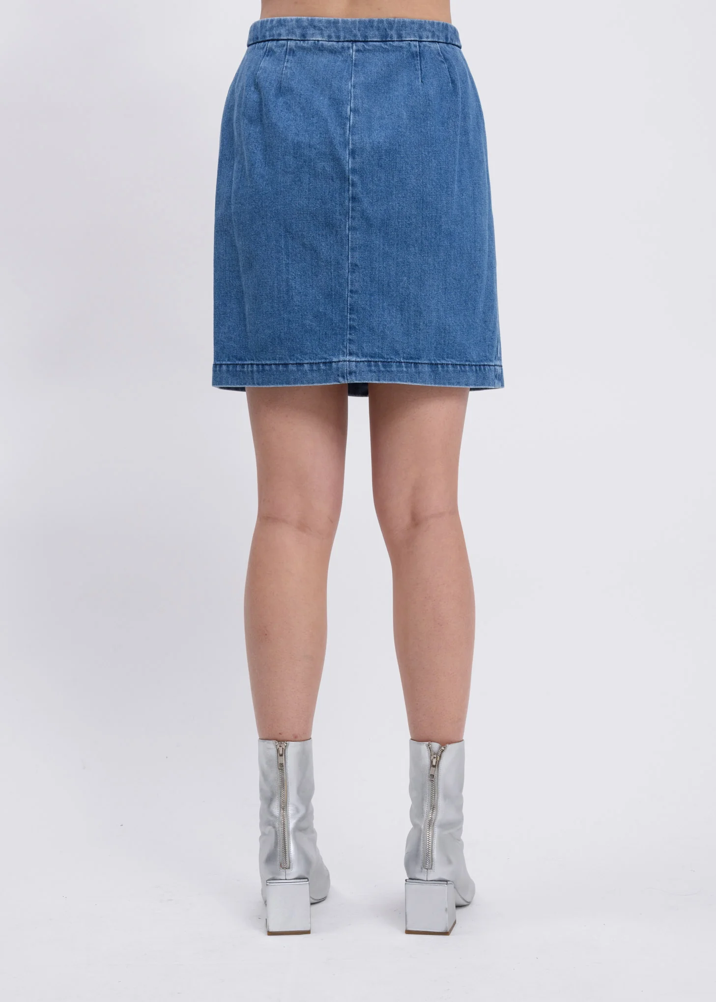 Blue Washed Denim Mini Skirt - Image 3