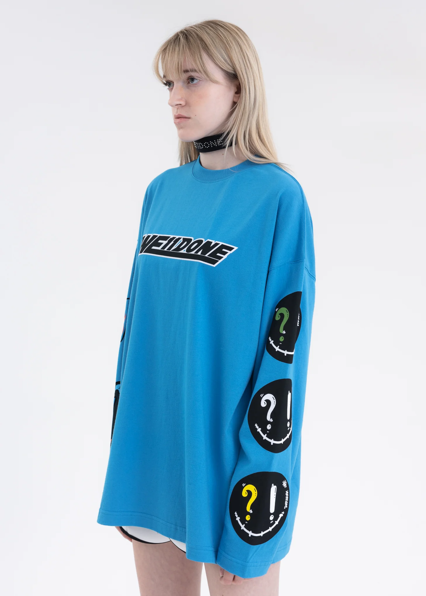 BLUE WE11DONE SMILE LOGO LONG-SLEEVED T-SHIRT - Image 2
