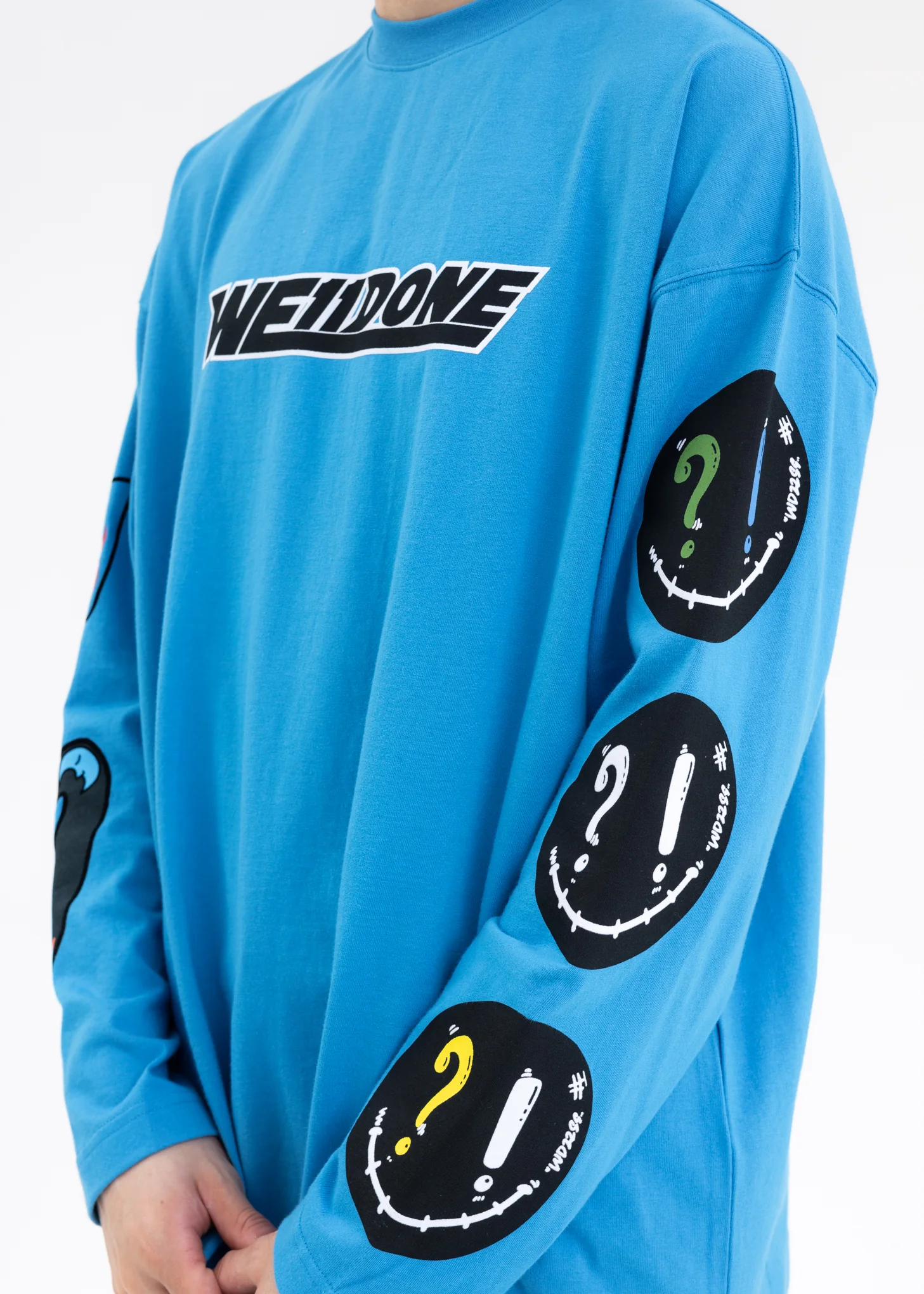 BLUE WE11DONE SMILE LOGO LONG-SLEEVED T-SHIRT - Image 3