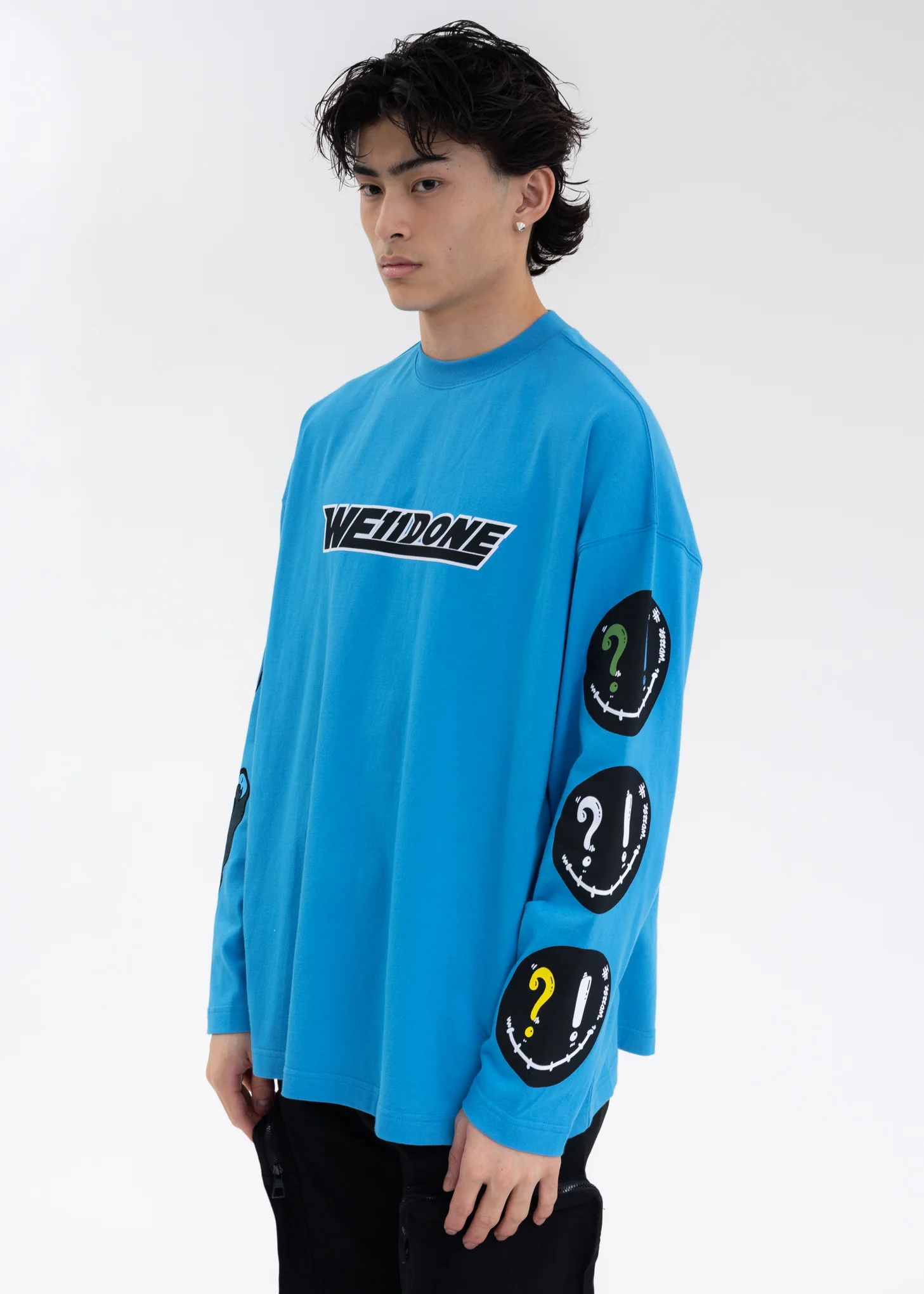 BLUE WE11DONE SMILE LOGO LONG-SLEEVED T-SHIRT - Image 4