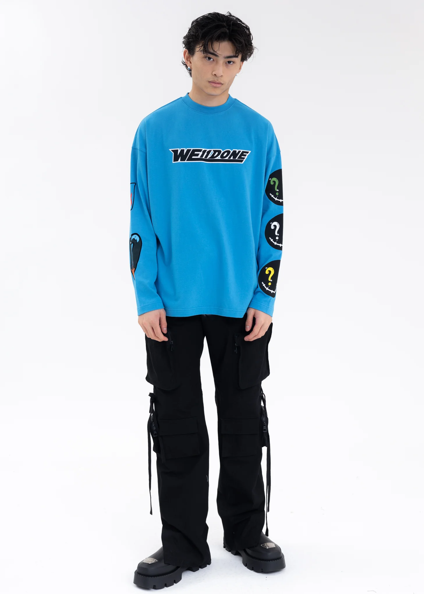 BLUE WE11DONE SMILE LOGO LONG-SLEEVED T-SHIRT - Image 6