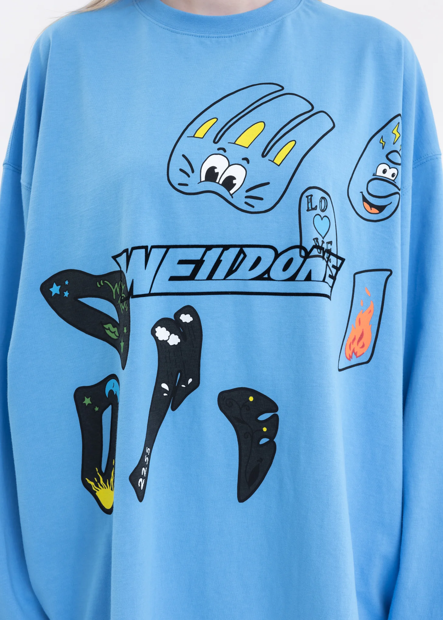 BLUE WE11DONE TATTOO LOGO LONG-SLEEVED T-SHIRT - Image 4