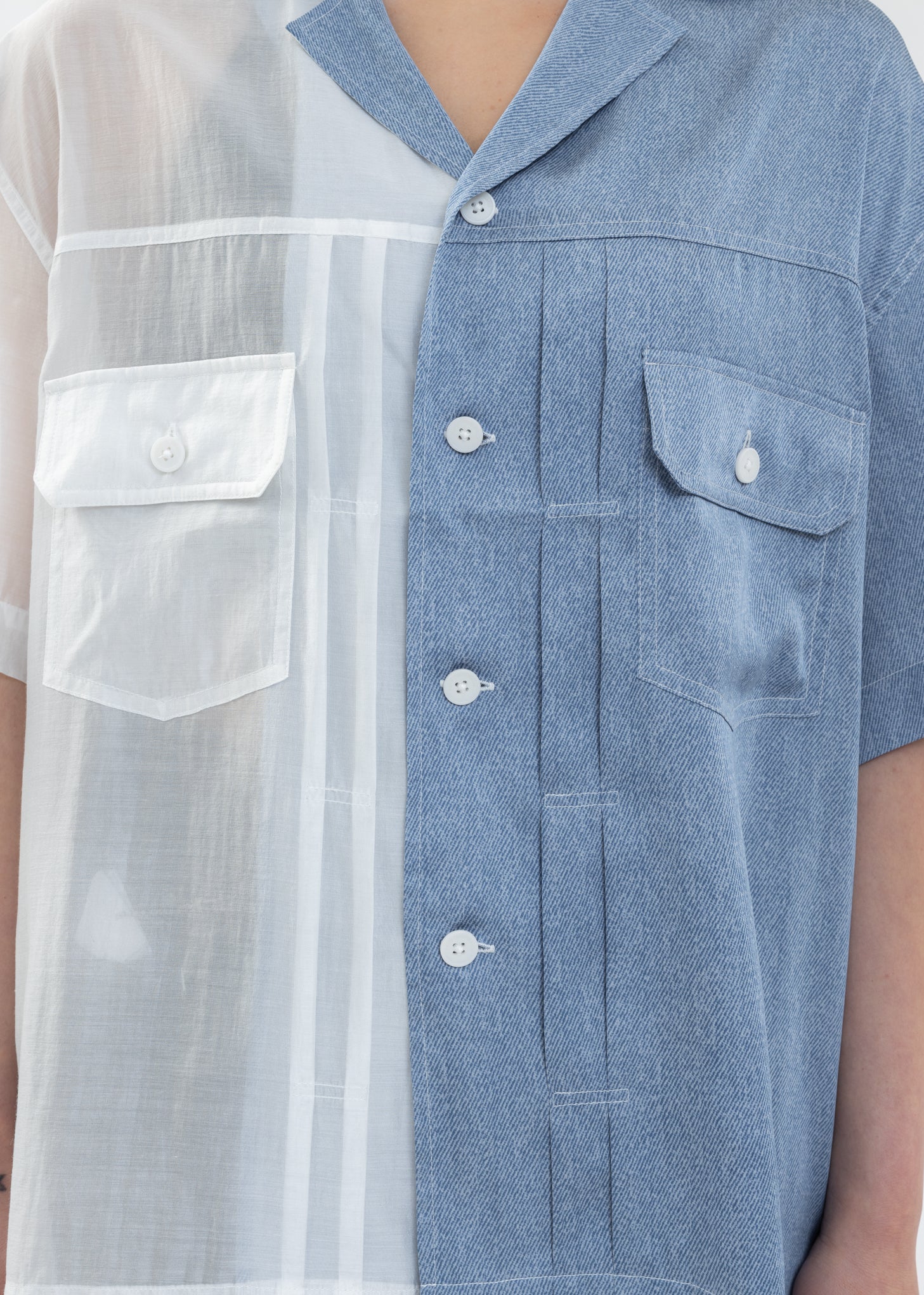 BLUE / WHITE TRANSPARENT TWO TONE SHIRT - Image 4