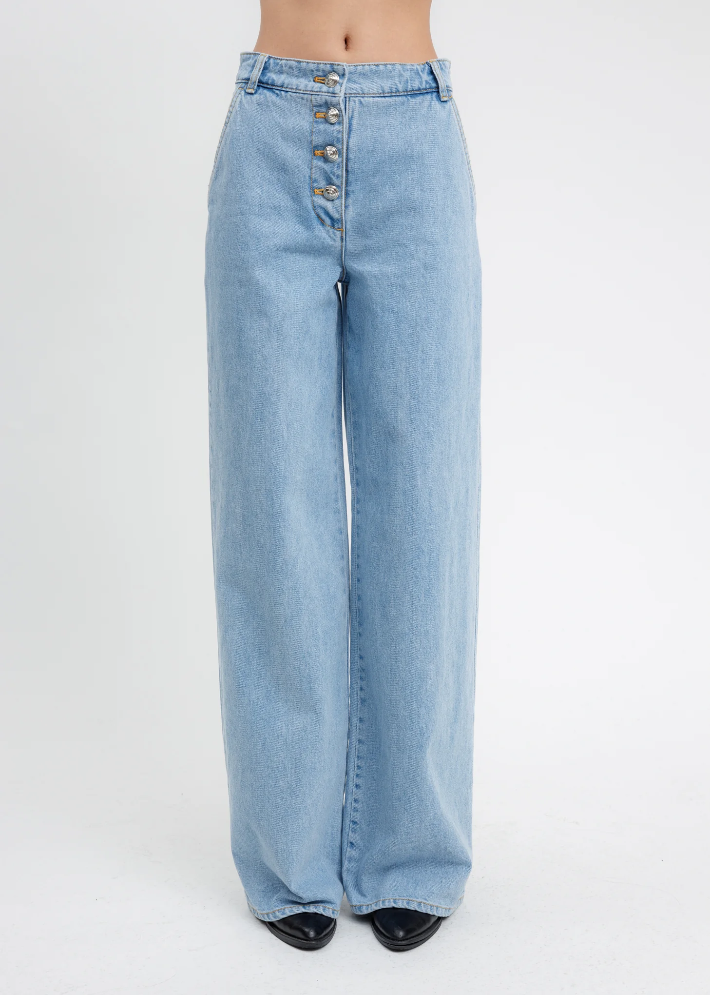 Blue Wide Denim Pants
